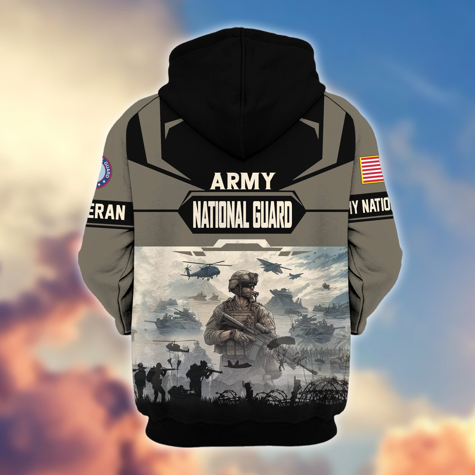 Premium US Veterans Zip Hoodie, Gifts For US Veterans, Gifts On Father's Day, Veterans Day.