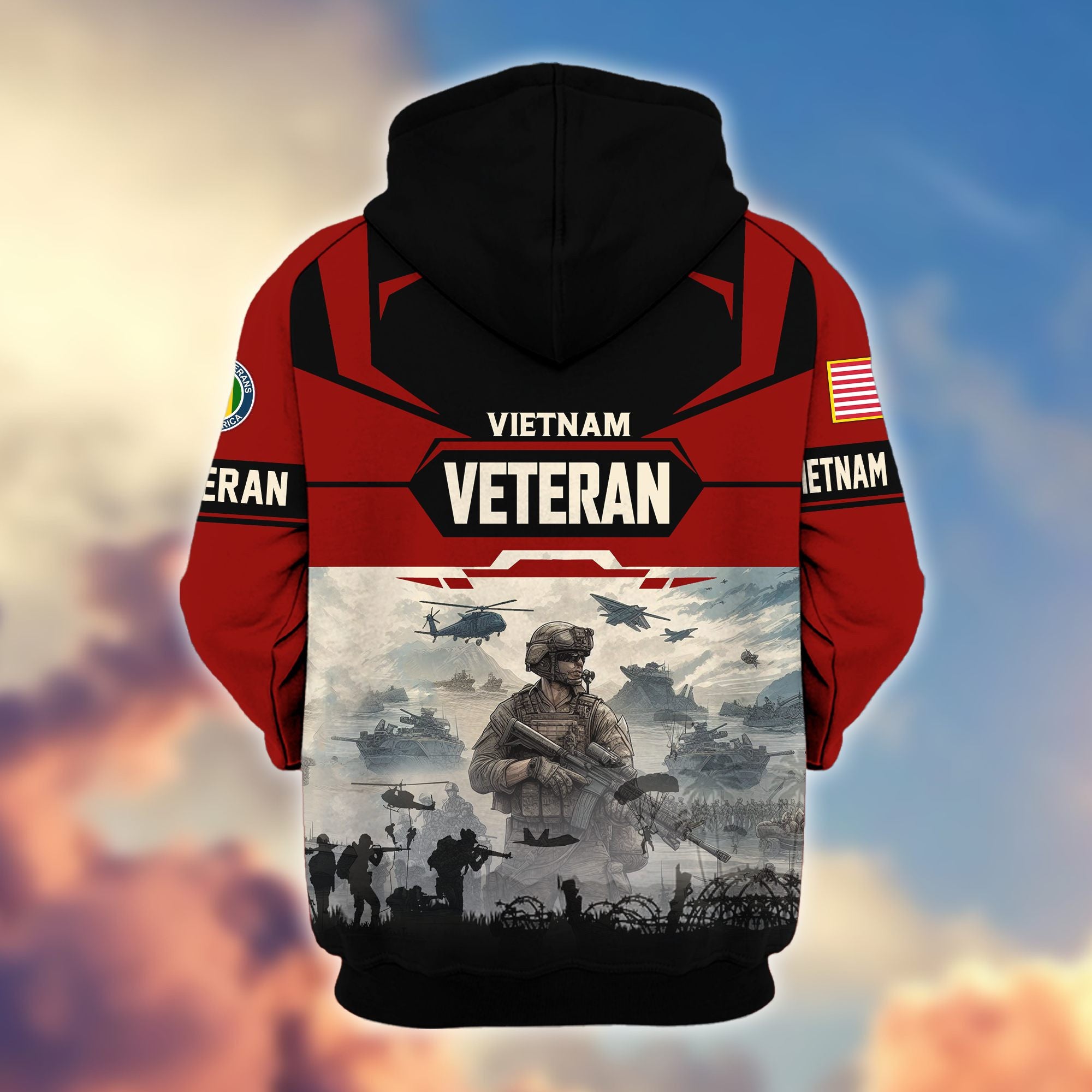 Premium US Veterans Zip Hoodie, Gifts For US Veterans, Gifts On Father's Day, Veterans Day.