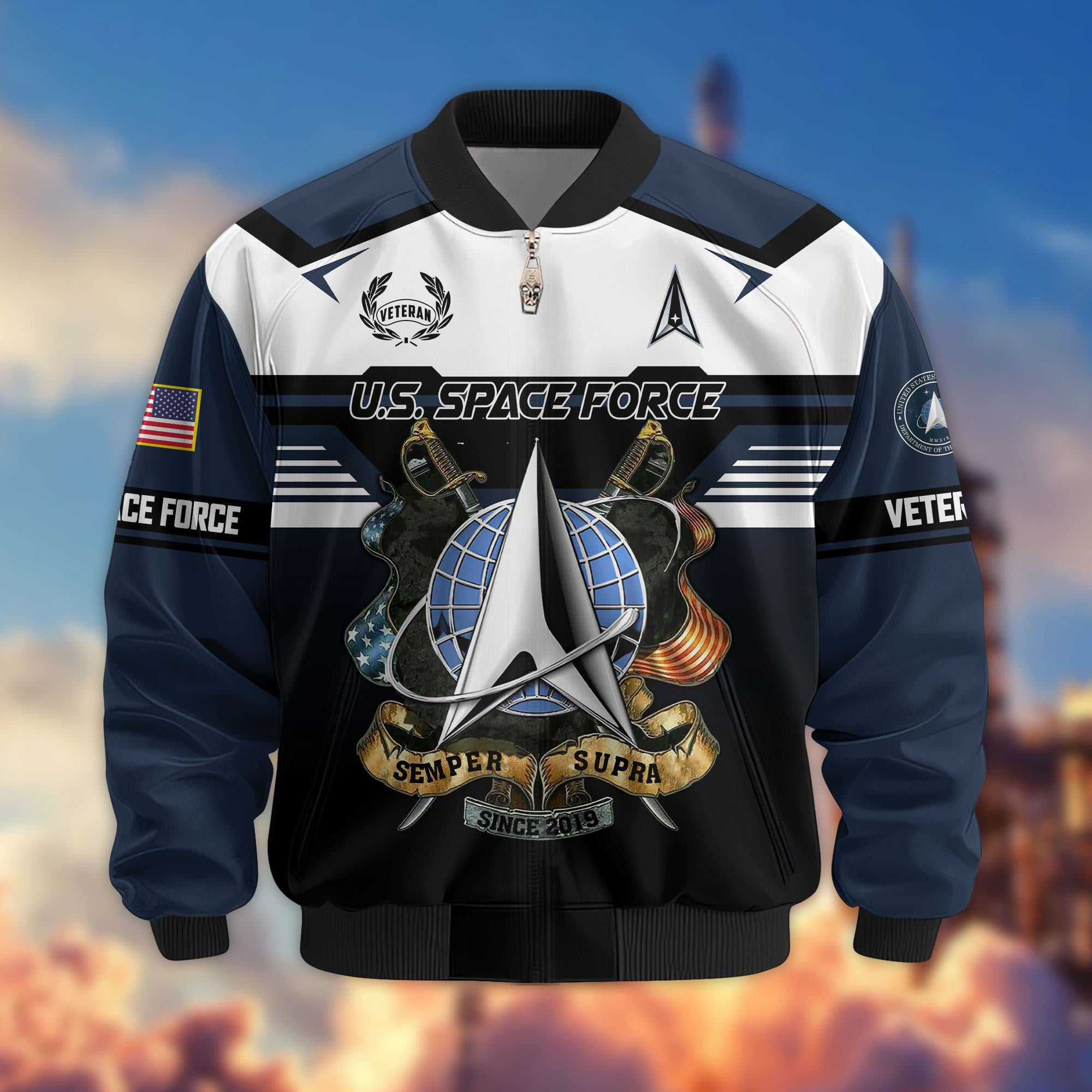 Premium US Veterans Bomber Jacket, Gifts For US Veterans, Gifts On Father's Day, Veterans Day.
