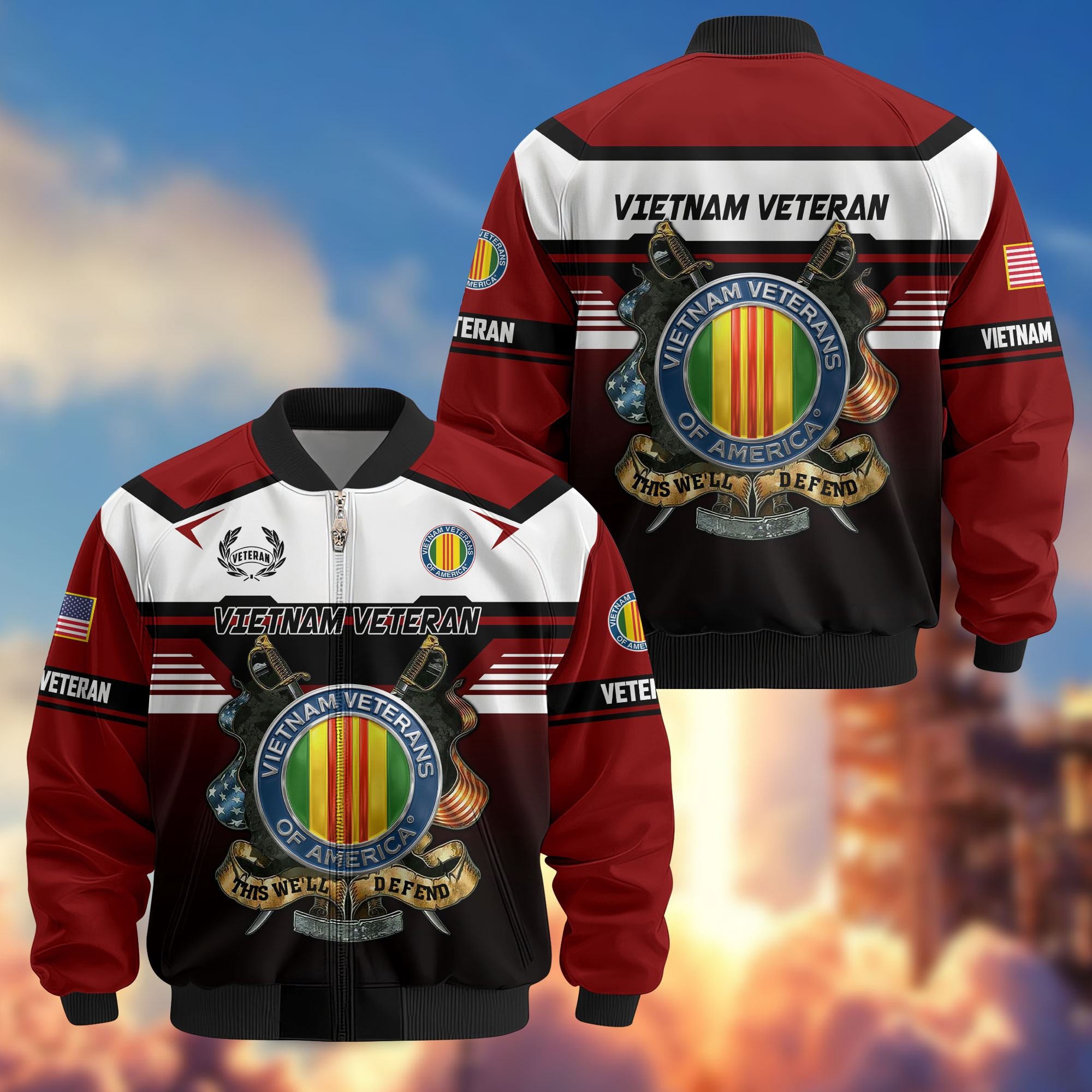 Premium US Veterans Bomber Jacket, Gifts For US Veterans, Gifts On Father's Day, Veterans Day.