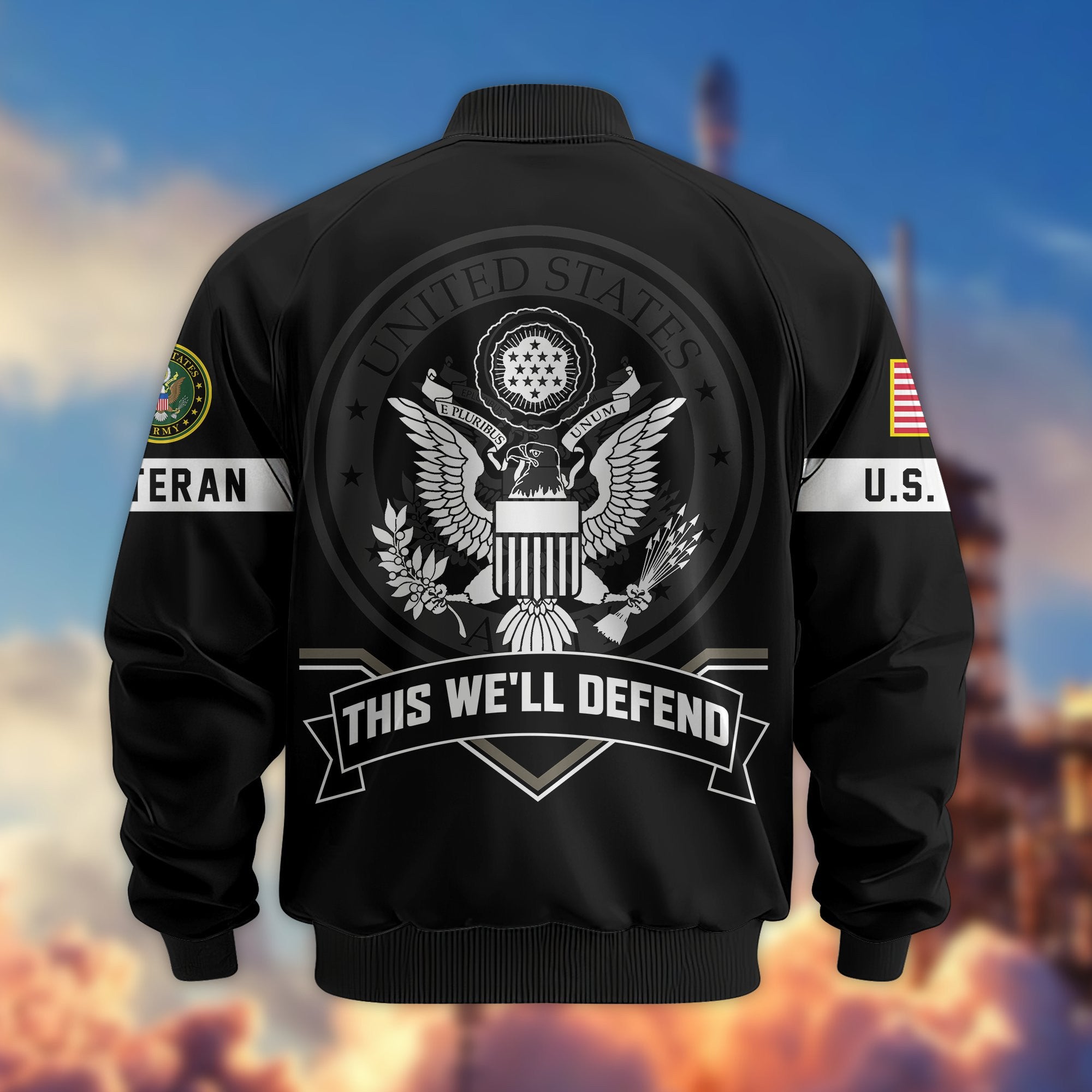 Premium US Veterans Bomber Jacket, Gifts For US Veterans, Gifts On Father's Day, Veterans Day.