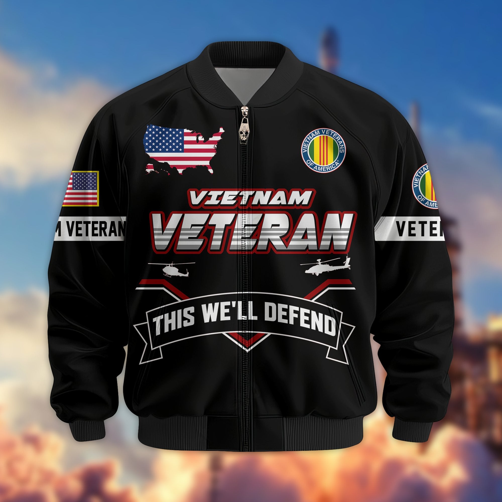 Premium US Veterans Bomber Jacket, Gifts For US Veterans, Gifts On Father's Day, Veterans Day.