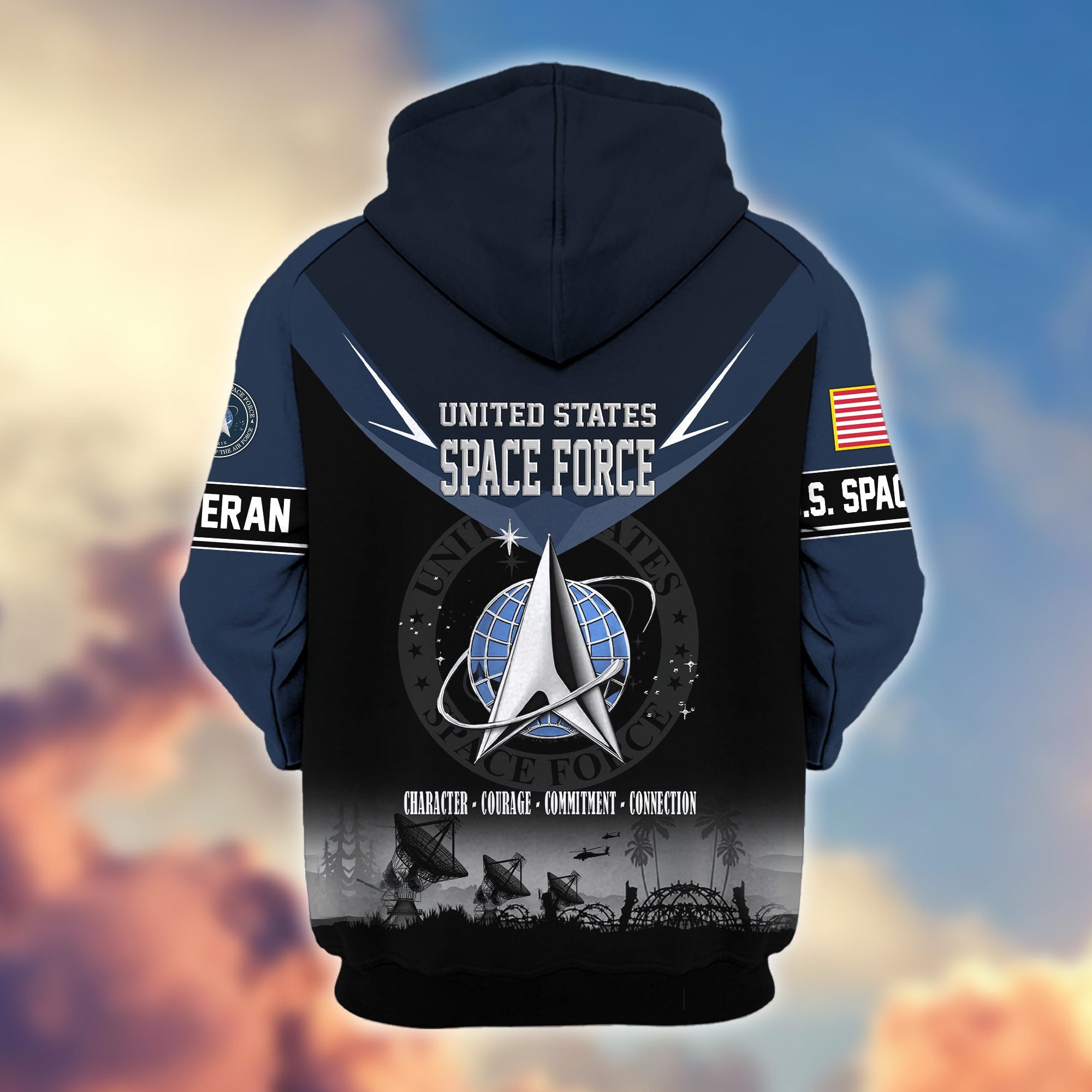 Premium US Veterans Zip Hoodie, Gifts For US Veterans, Gifts On Father's Day, Veterans Day.