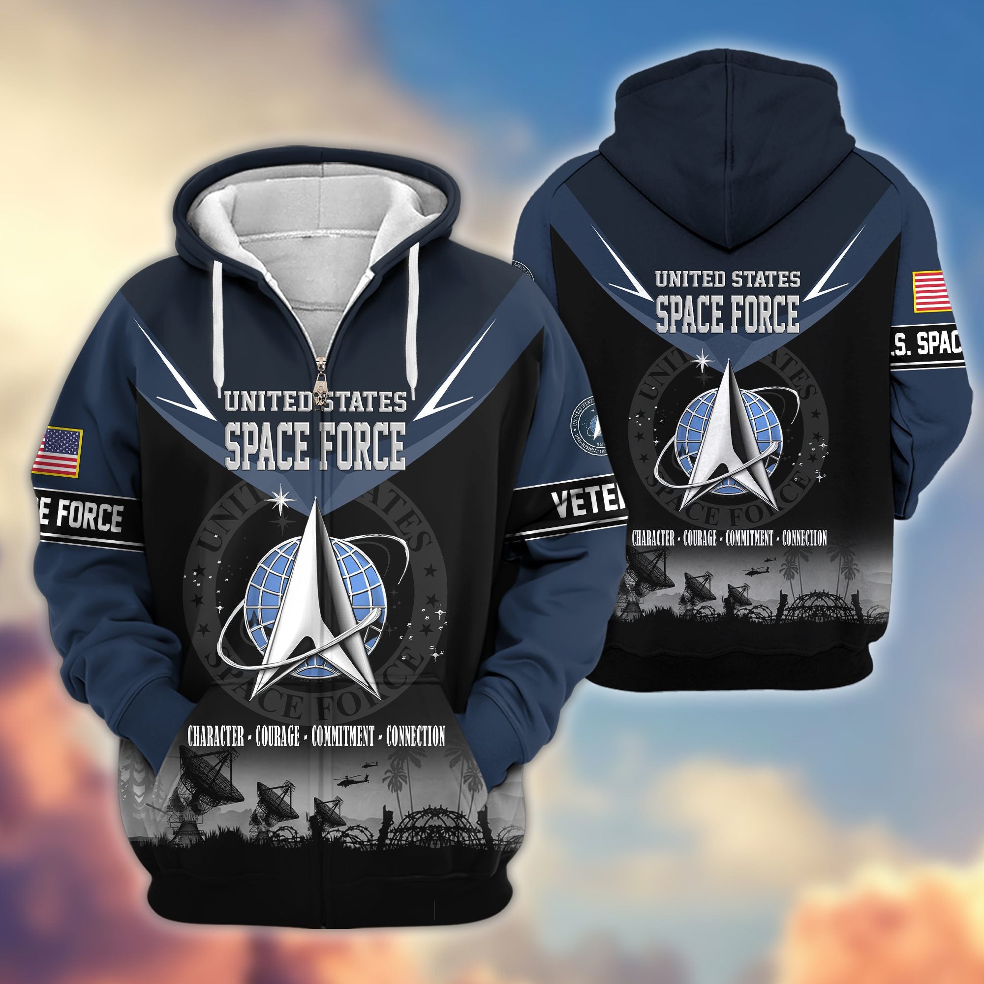 Premium US Veterans Zip Hoodie, Gifts For US Veterans, Gifts On Father's Day, Veterans Day.
