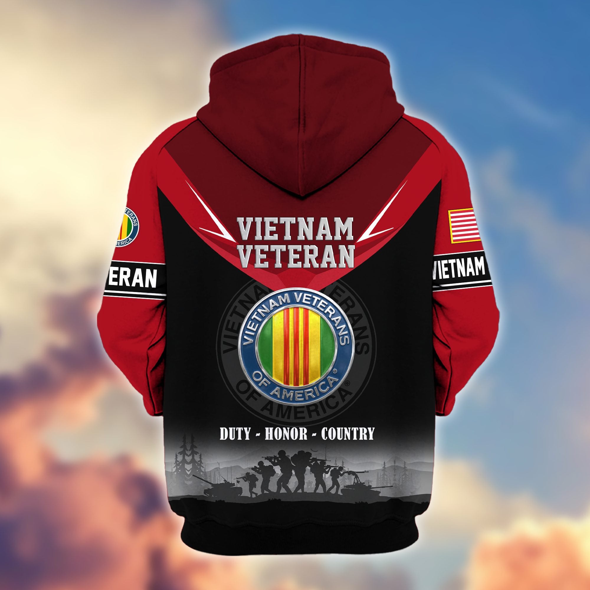 Premium US Veterans Zip Hoodie, Gifts For US Veterans, Gifts On Father's Day, Veterans Day.