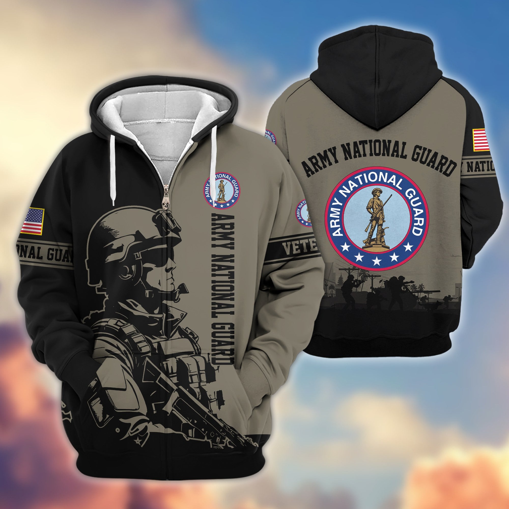 Premium US Veterans Zip Hoodie, Gifts For US Veterans, Gifts On Father's Day, Veterans Day.