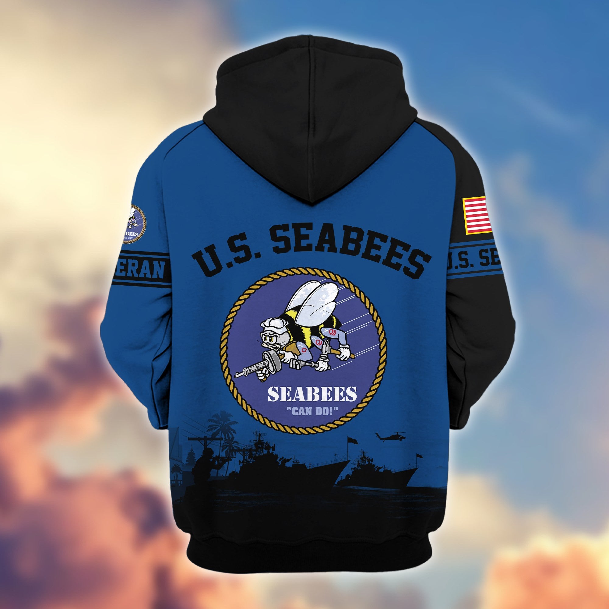 Premium US Veterans Zip Hoodie, Gifts For US Veterans, Gifts On Father's Day, Veterans Day.