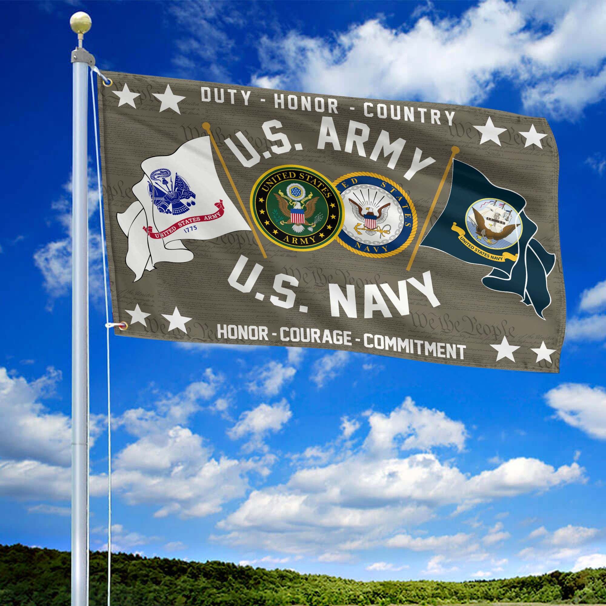 Premium US Army - Navy Grommet Flag