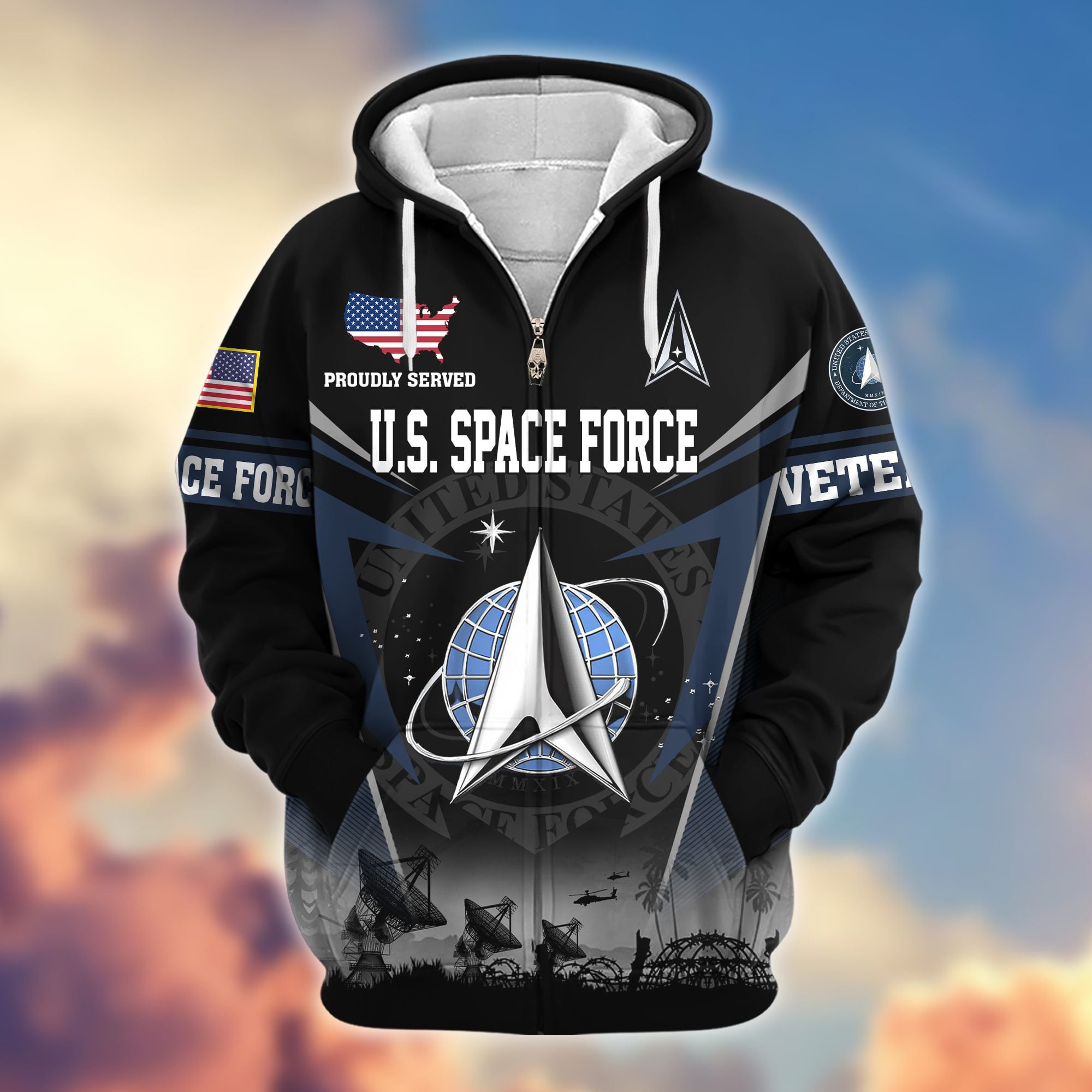 Premium US Veterans Zip Hoodie, Gifts For US Veterans, Gifts On Father's Day, Veterans Day.