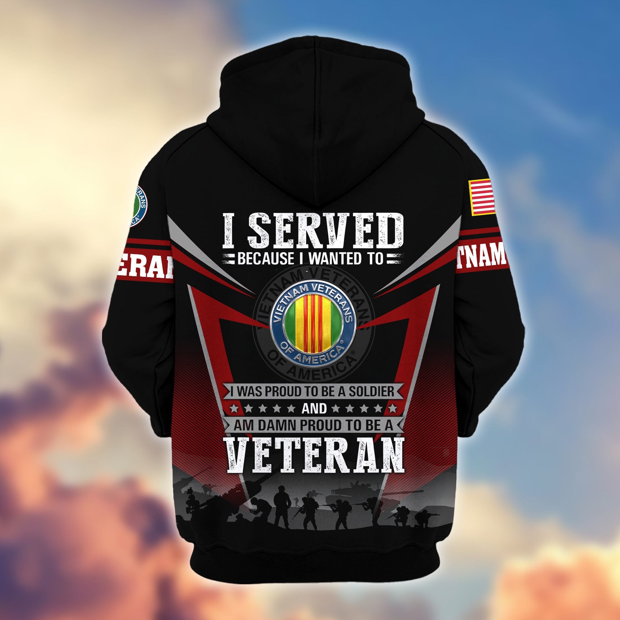 Premium US Veterans Zip Hoodie, Gifts For US Veterans, Gifts On Father's Day, Veterans Day.