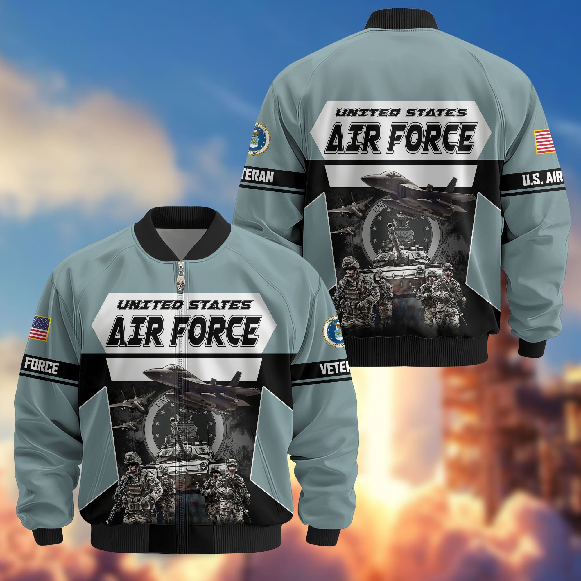 Premium US Veterans Bomber Jacket, Gifts For US Veterans, Gifts On Father's Day, Veterans Day.