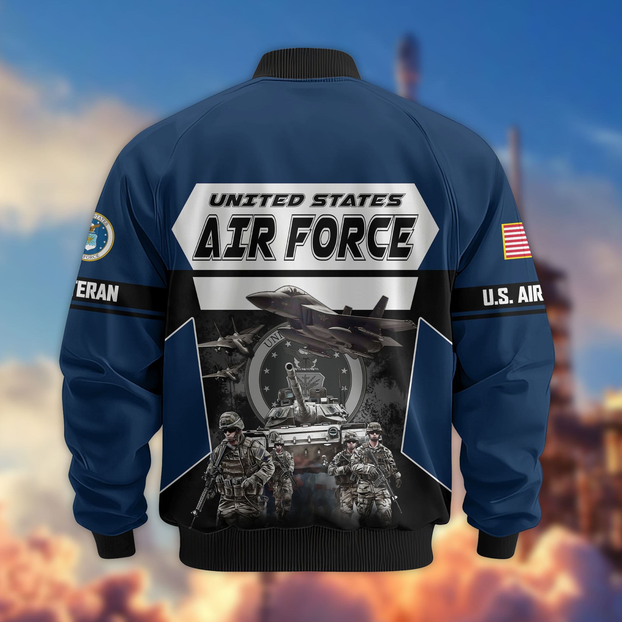 Premium US Veterans Bomber Jacket, Gifts For US Veterans, Gifts On Father's Day, Veterans Day.