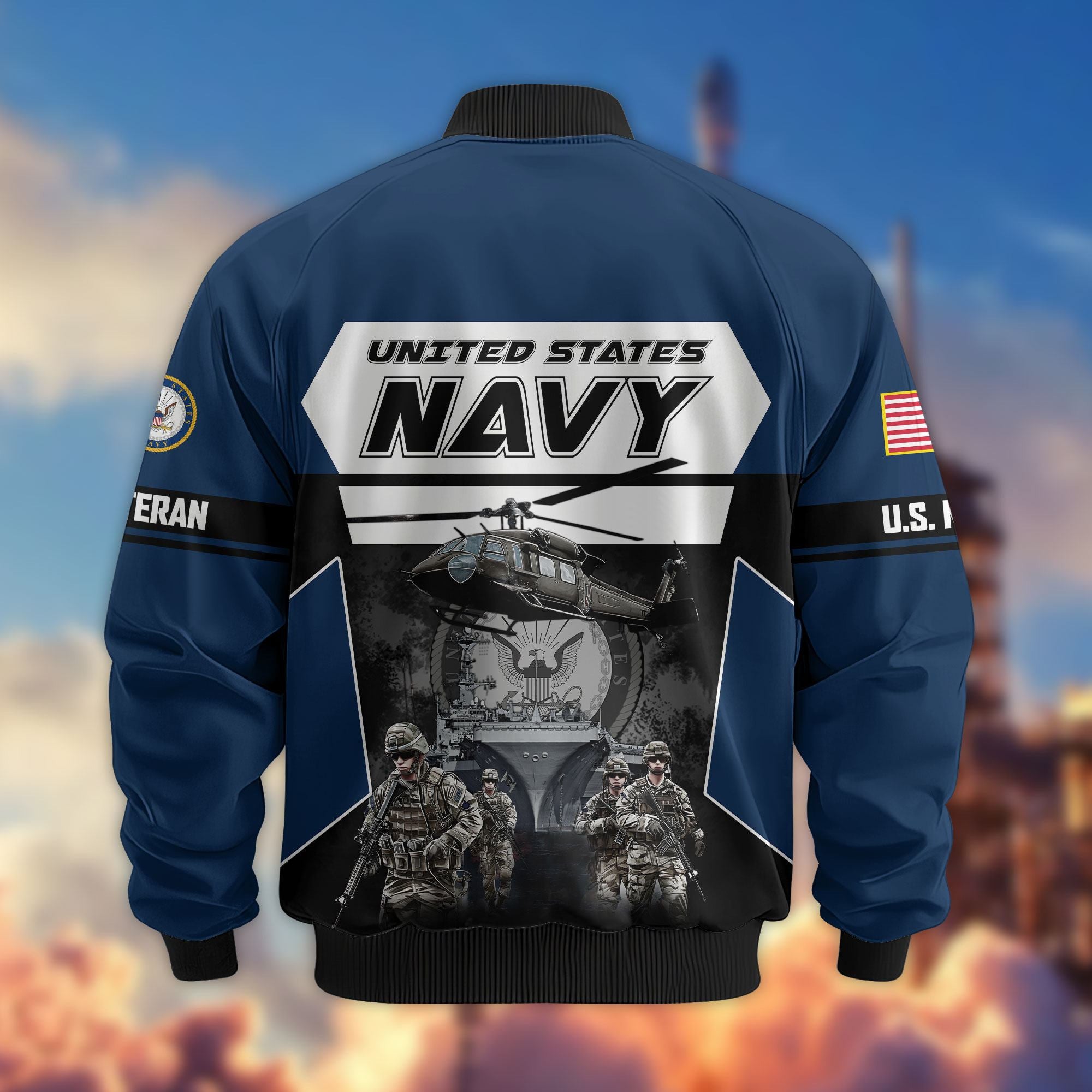 Premium US Veterans Bomber Jacket, Gifts For US Veterans, Gifts On Father's Day, Veterans Day.