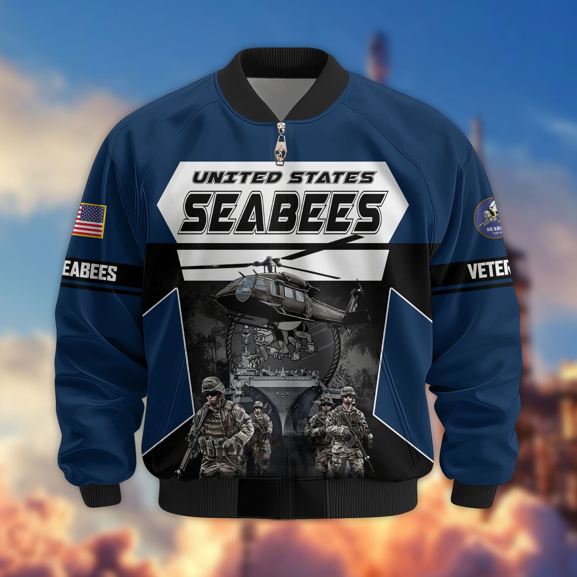 Premium US Veterans Bomber Jacket, Gifts For US Veterans, Gifts On Father's Day, Veterans Day.
