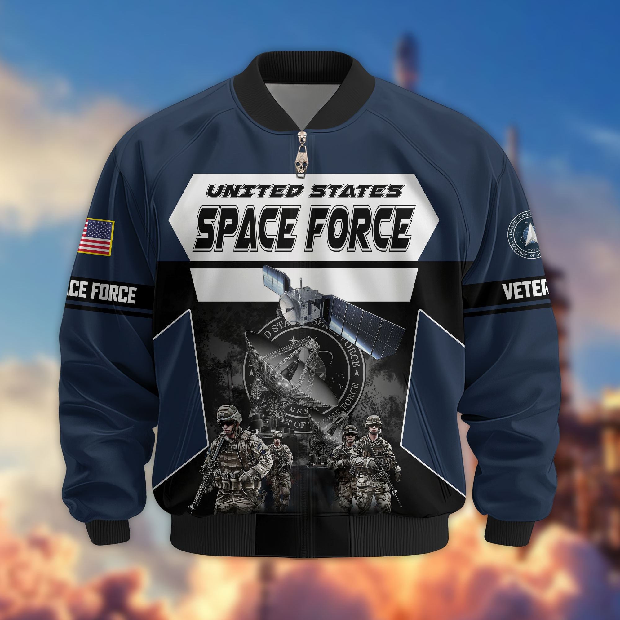 Premium US Veterans Bomber Jacket, Gifts For US Veterans, Gifts On Father's Day, Veterans Day.