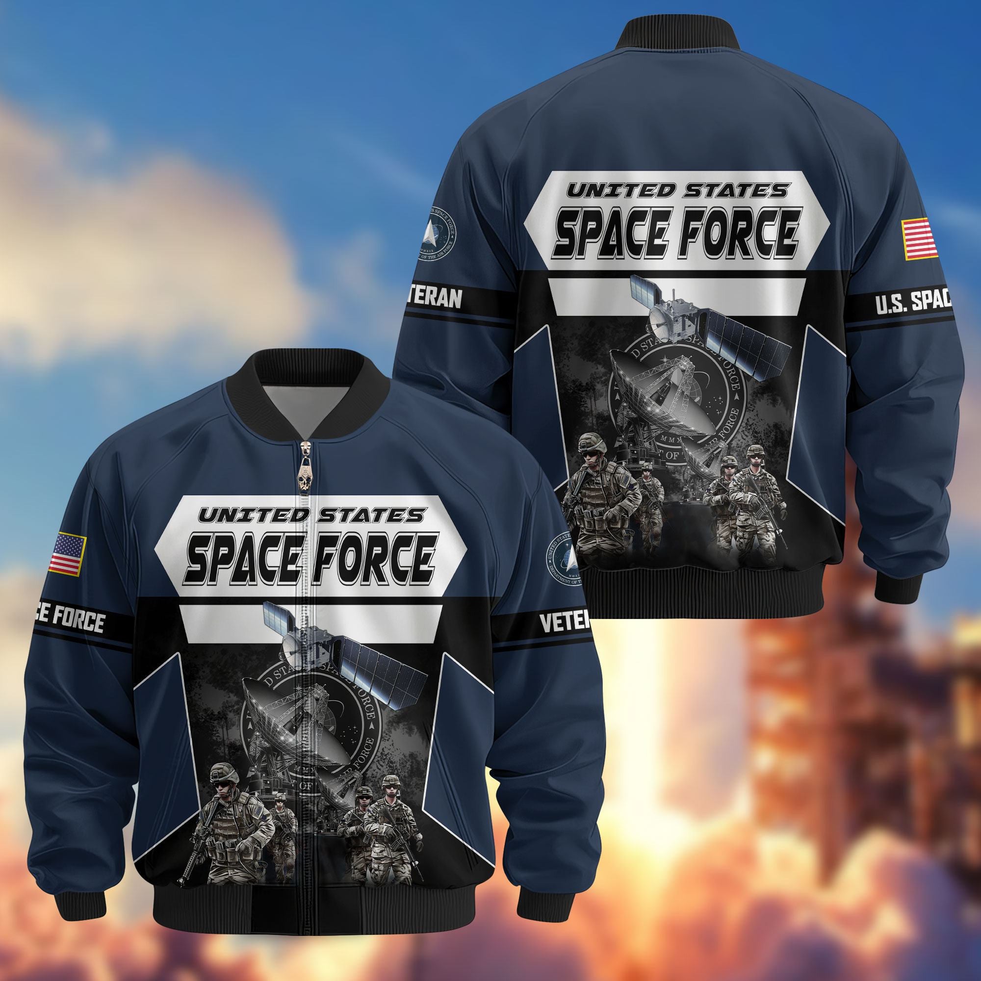 Premium US Veterans Bomber Jacket, Gifts For US Veterans, Gifts On Father's Day, Veterans Day.