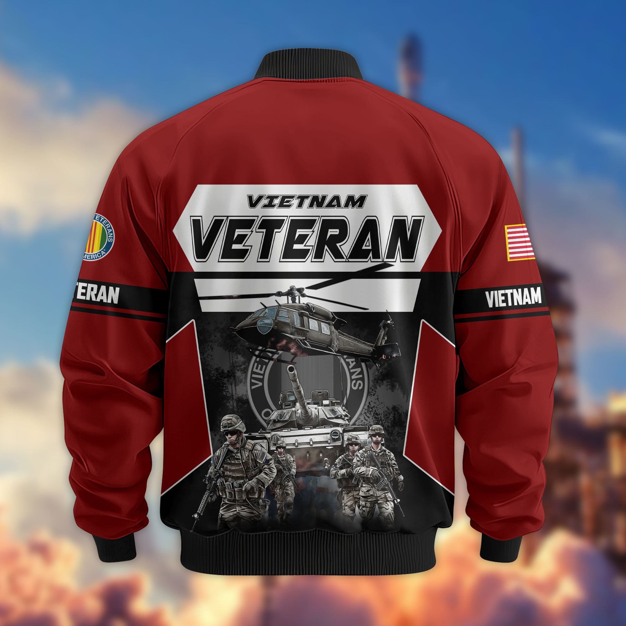 Premium US Veterans Bomber Jacket, Gifts For US Veterans, Gifts On Father's Day, Veterans Day.