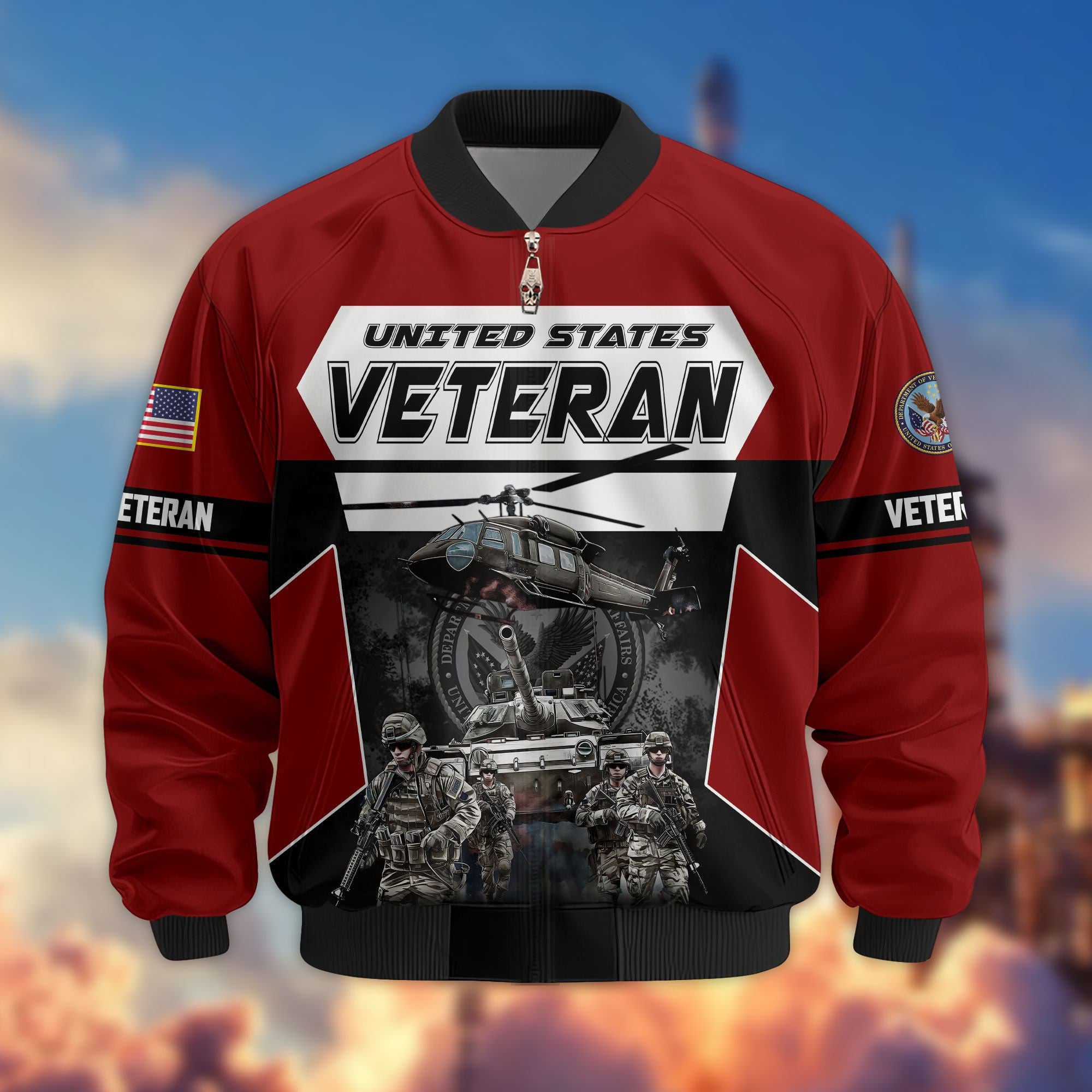 Premium US Veterans Bomber Jacket, Gifts For US Veterans, Gifts On Father's Day, Veterans Day.