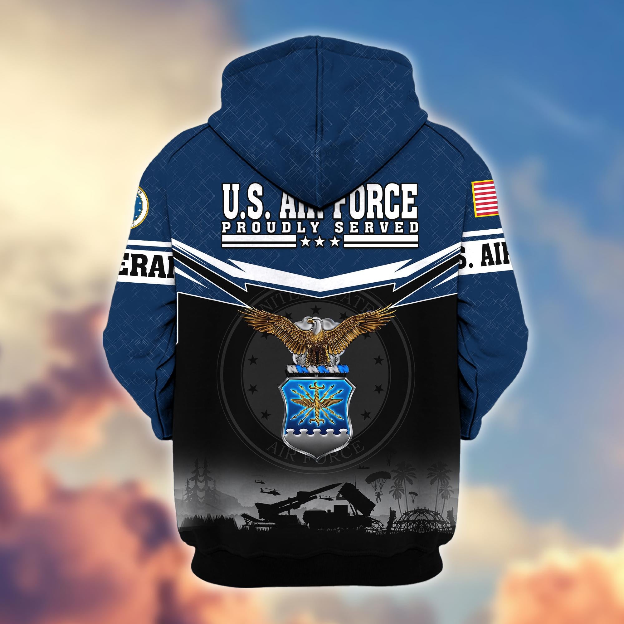 Premium US Veterans Zip Hoodie, Gifts For US Veterans, Gifts On Father's Day, Veterans Day.