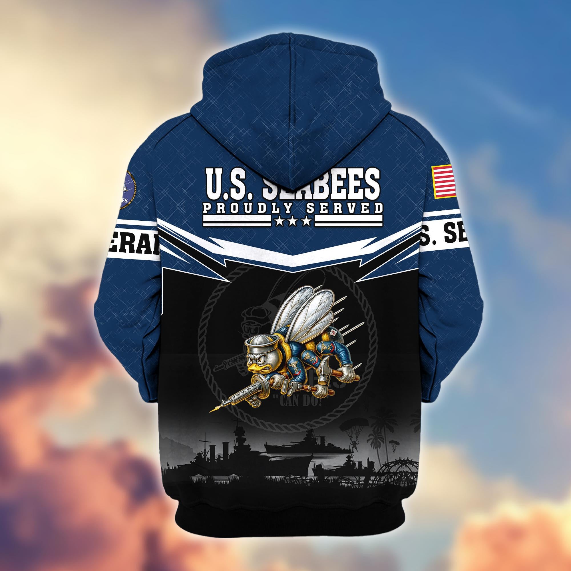 Premium US Veterans Zip Hoodie, Gifts For US Veterans, Gifts On Father's Day, Veterans Day.