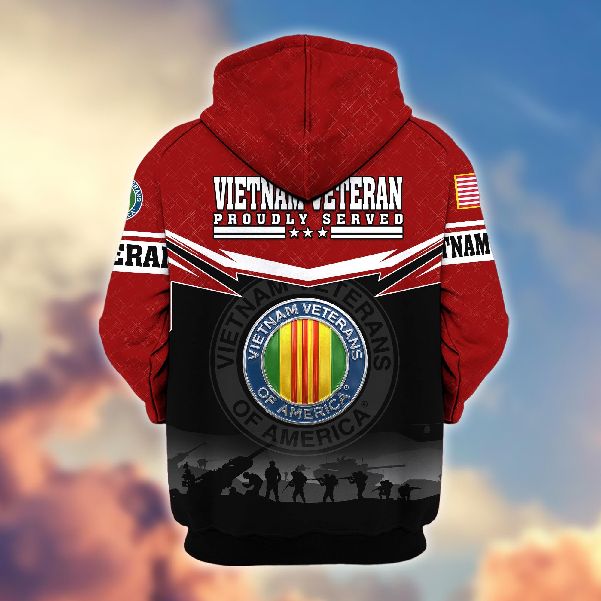 Premium US Veterans Zip Hoodie, Gifts For US Veterans, Gifts On Father's Day, Veterans Day.