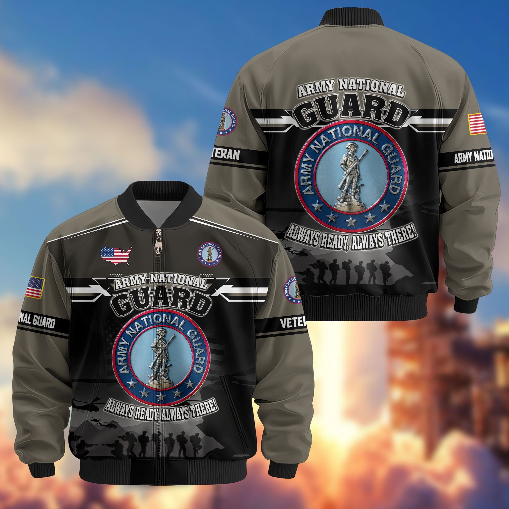 Premium US Veterans Bomber Jacket, Gifts For US Veterans, Gifts On Father's Day, Veterans Day.