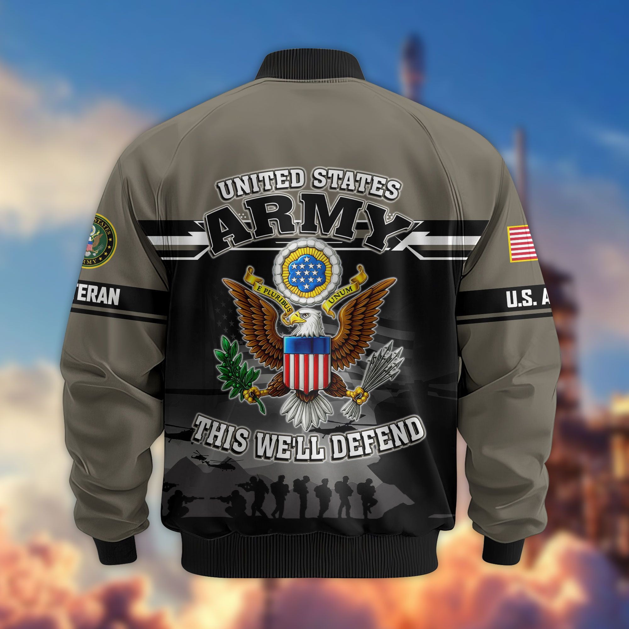 Premium US Veterans Bomber Jacket, Gifts For US Veterans, Gifts On Father's Day, Veterans Day.