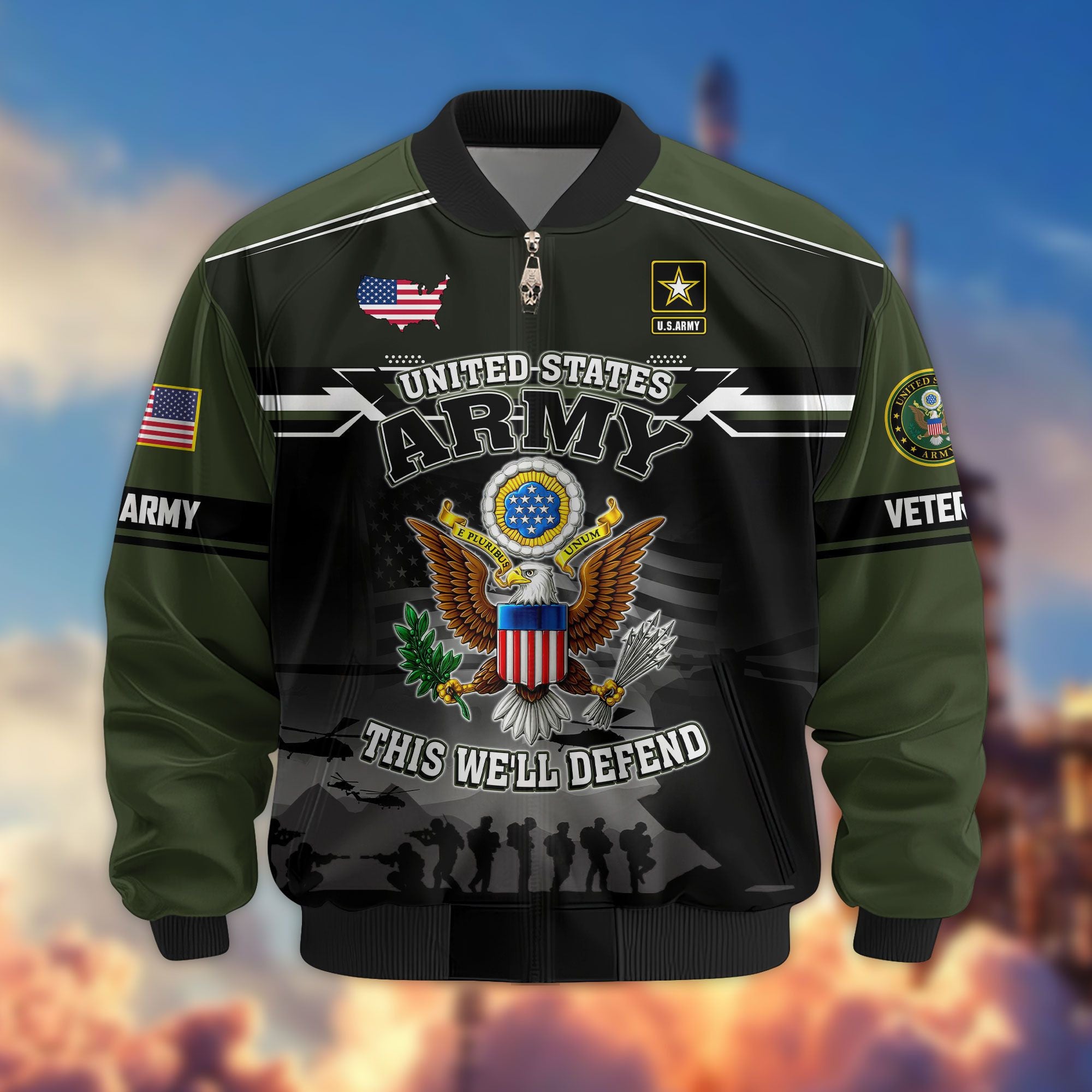Premium US Veterans Bomber Jacket, Gifts For US Veterans, Gifts On Father's Day, Veterans Day.