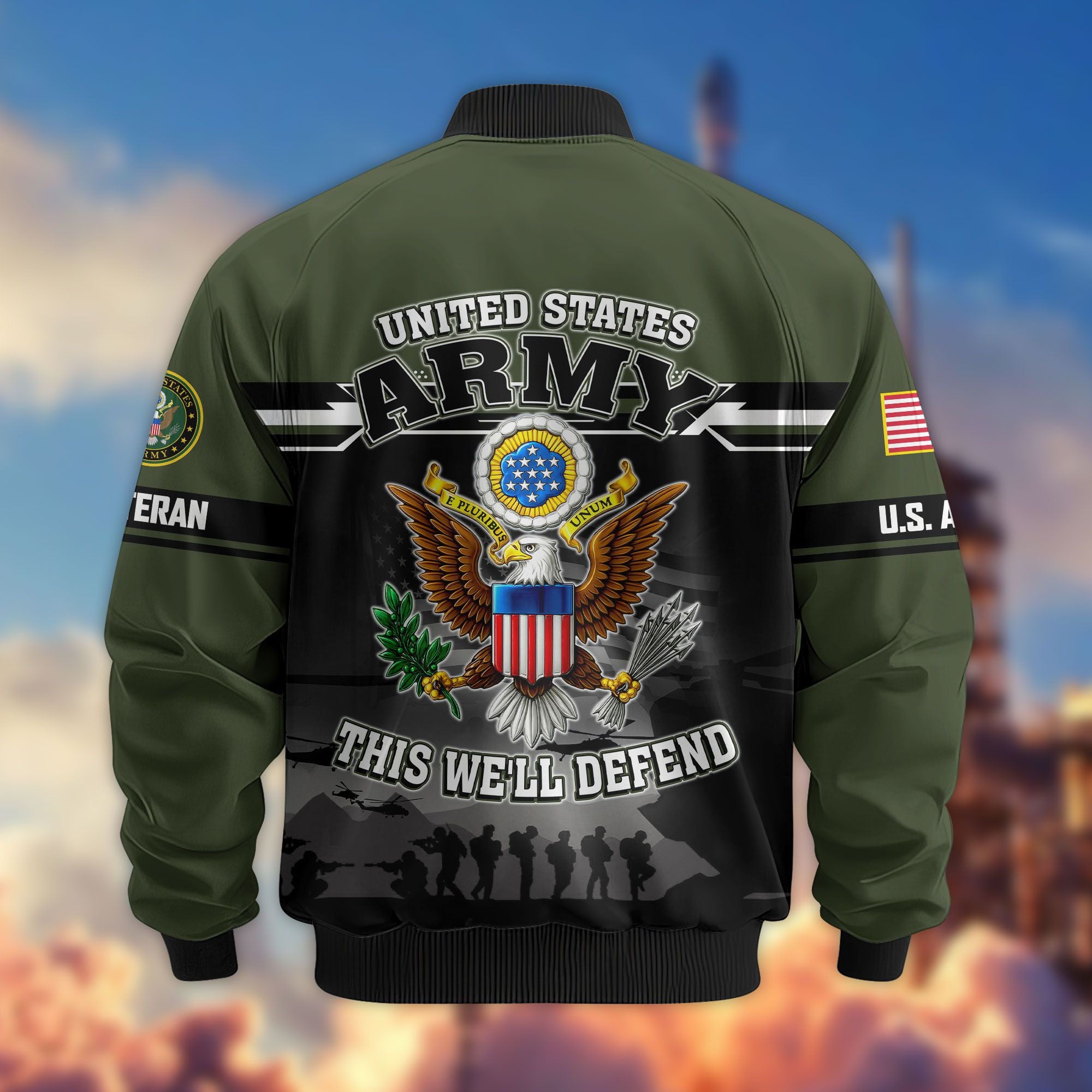 Premium US Veterans Bomber Jacket, Gifts For US Veterans, Gifts On Father's Day, Veterans Day.