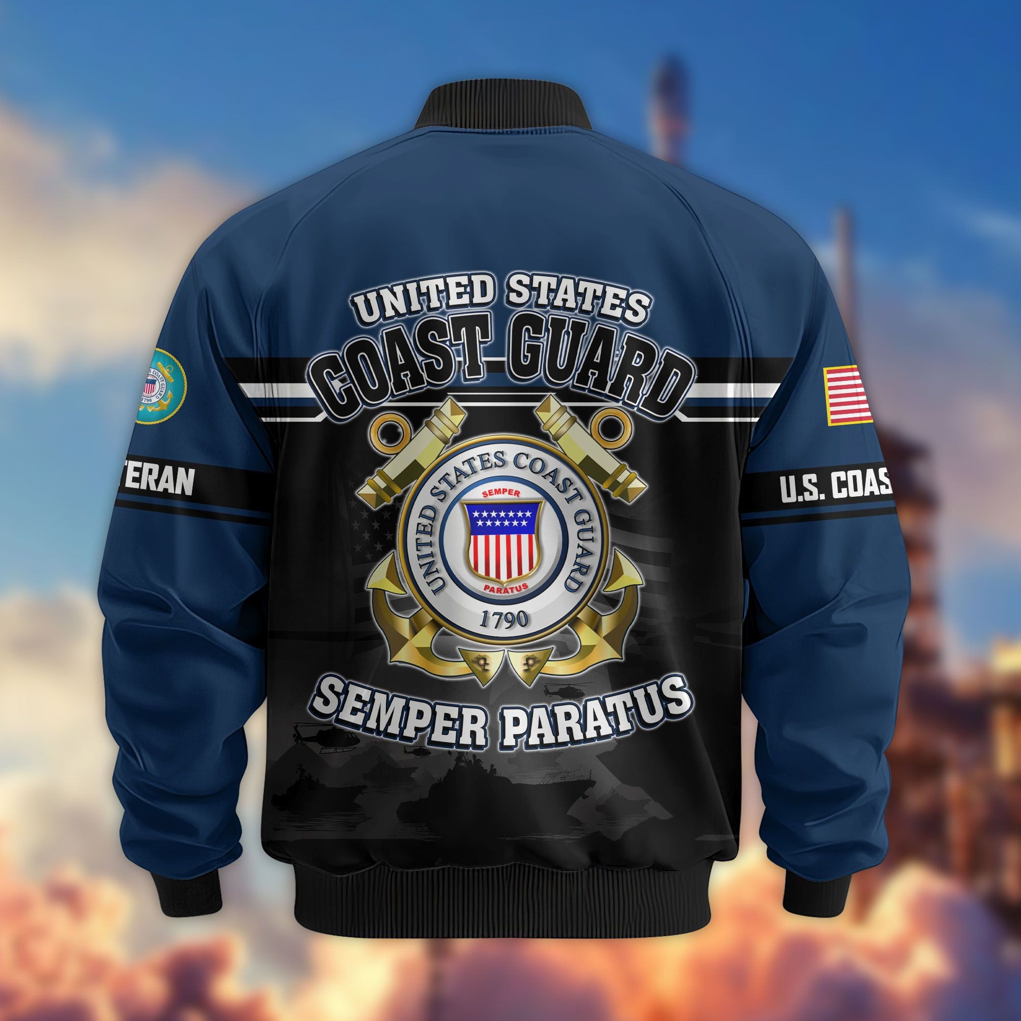 Premium US Veterans Bomber Jacket, Gifts For US Veterans, Gifts On Father's Day, Veterans Day.