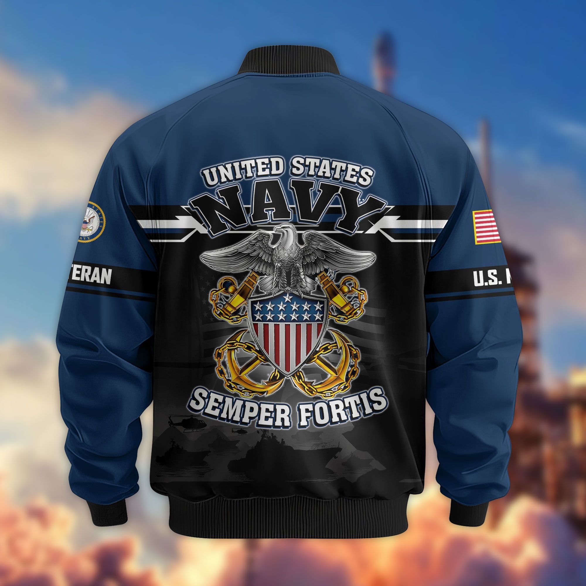 Premium US Veterans Bomber Jacket, Gifts For US Veterans, Gifts On Father's Day, Veterans Day.