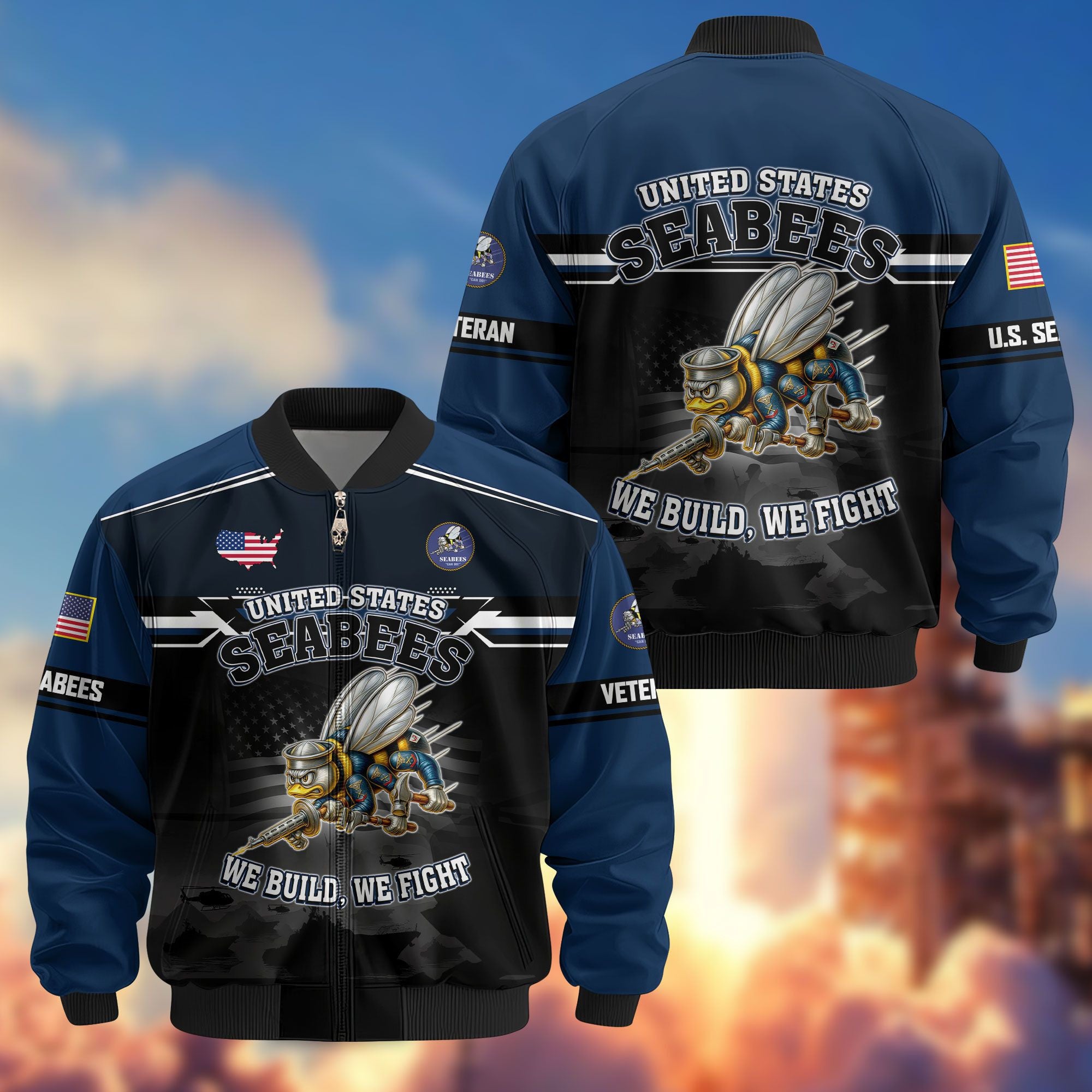 Premium US Veterans Bomber Jacket, Gifts For US Veterans, Gifts On Father's Day, Veterans Day.