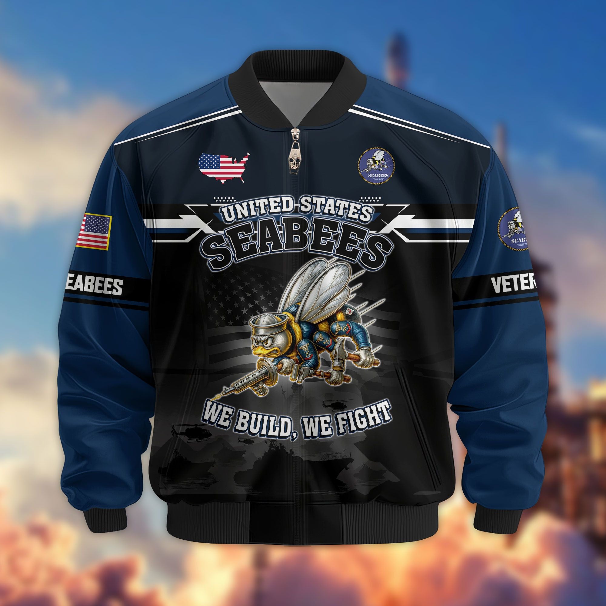 Premium US Veterans Bomber Jacket, Gifts For US Veterans, Gifts On Father's Day, Veterans Day.