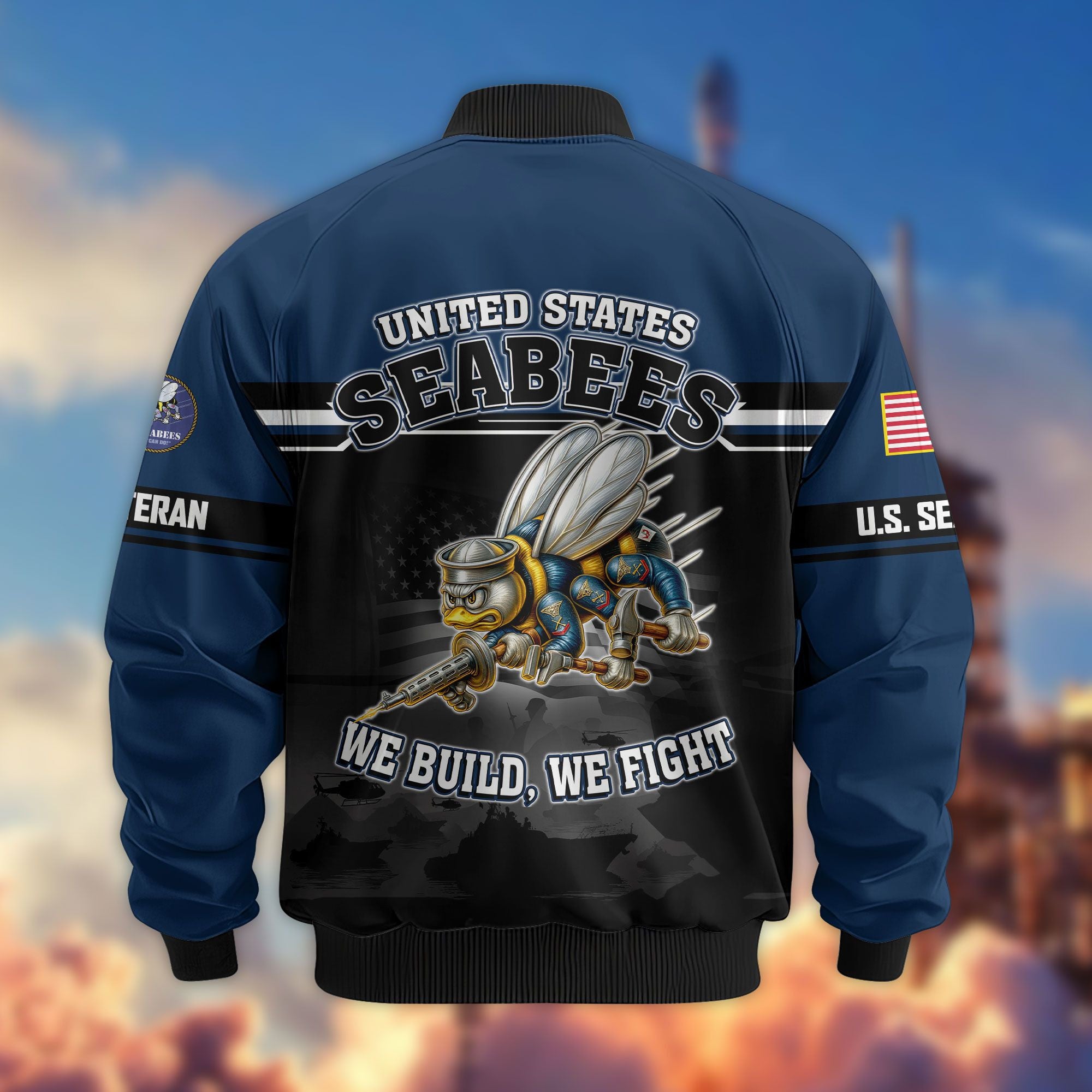 Premium US Veterans Bomber Jacket, Gifts For US Veterans, Gifts On Father's Day, Veterans Day.