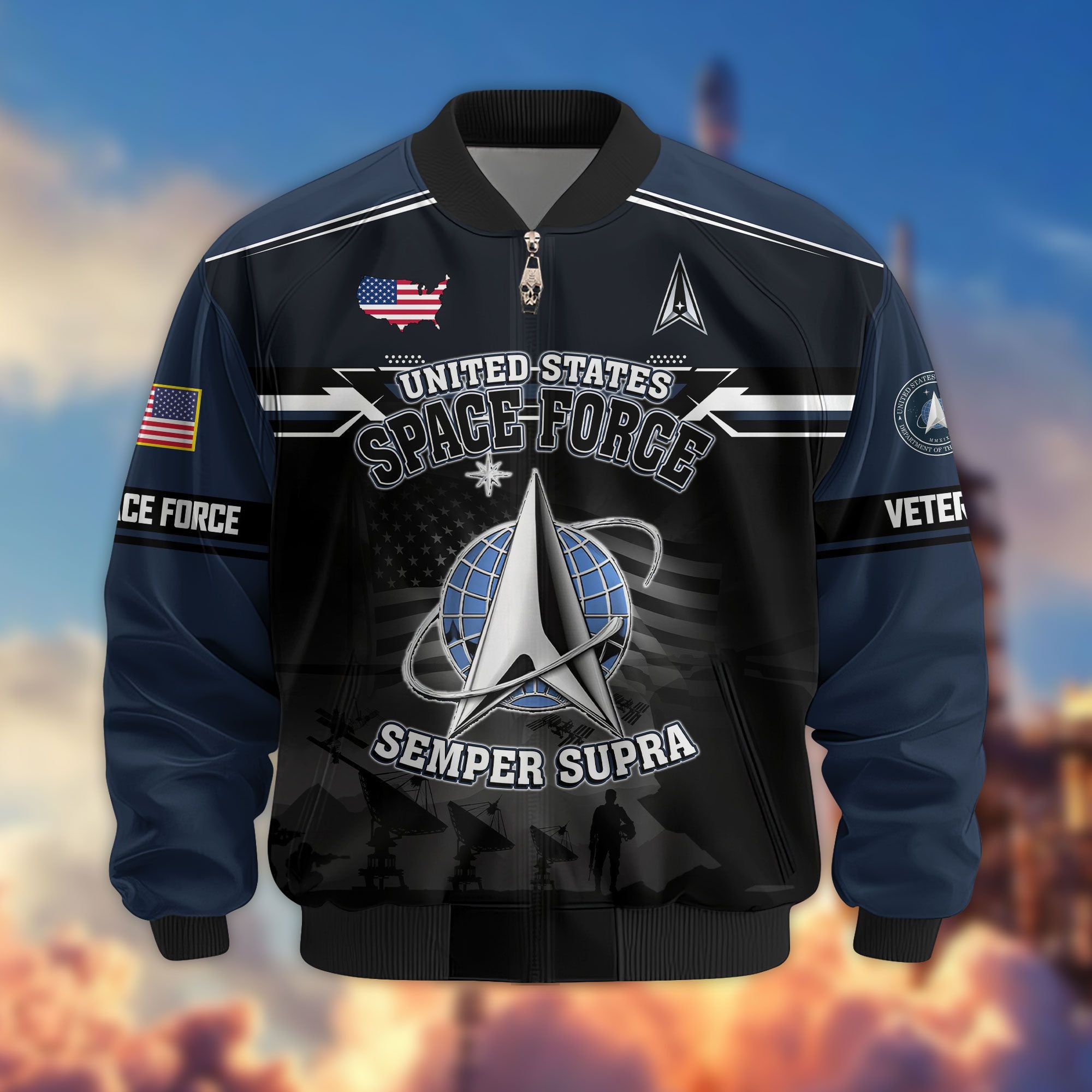 Premium US Veterans Bomber Jacket, Gifts For US Veterans, Gifts On Father's Day, Veterans Day.