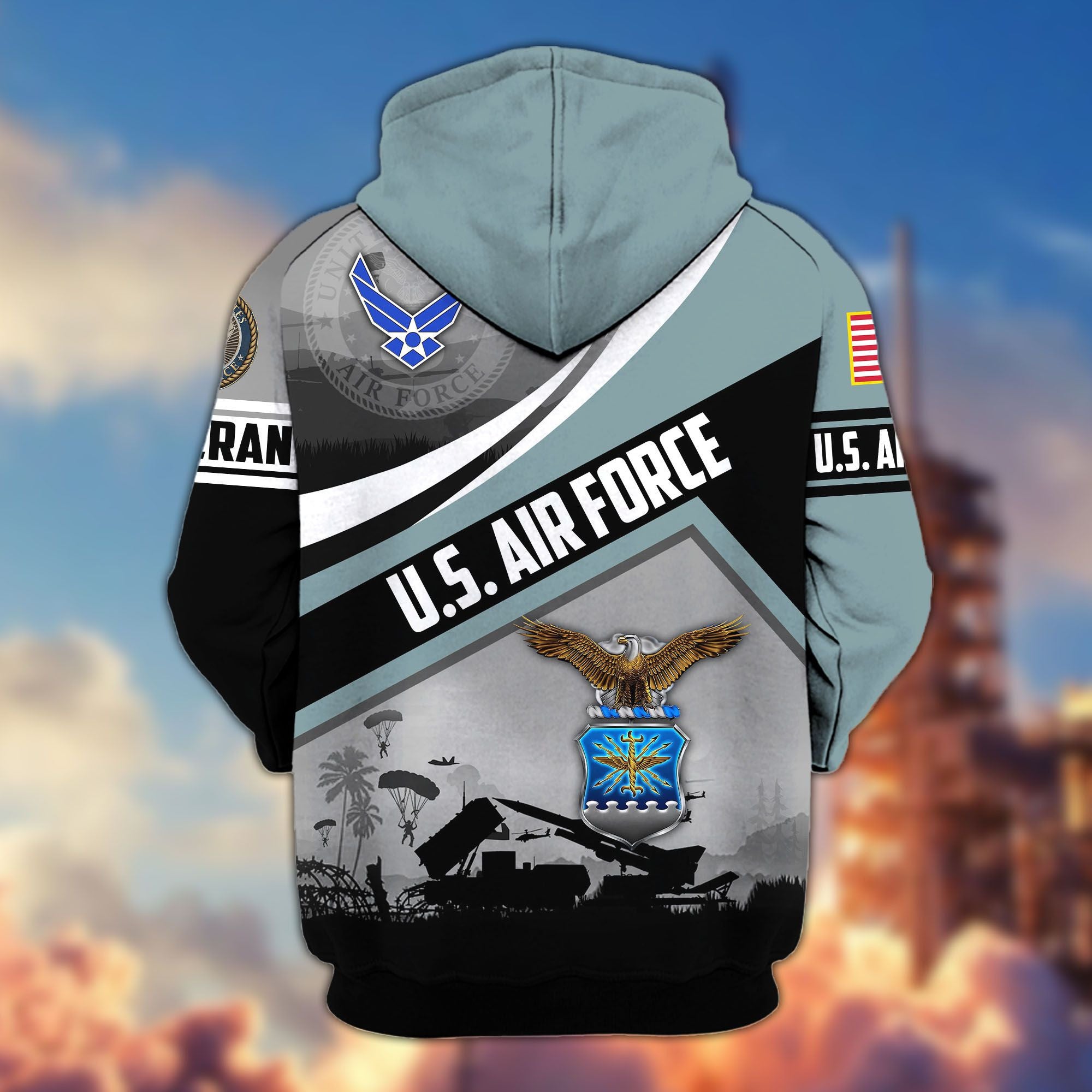 Premium US Veterans Zip Hoodie, Gifts For US Veterans, Gifts On Father's Day, Veterans Day.