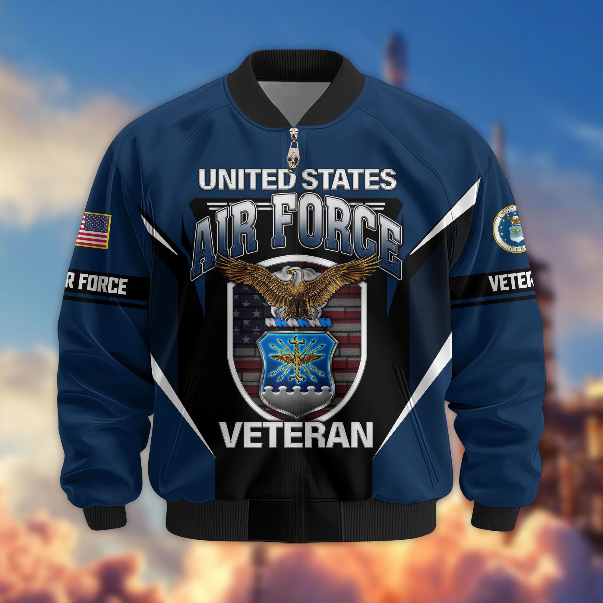 Premium US Veterans Bomber Jacket, Gifts For US Veterans, Gifts On Father's Day, Veterans Day.