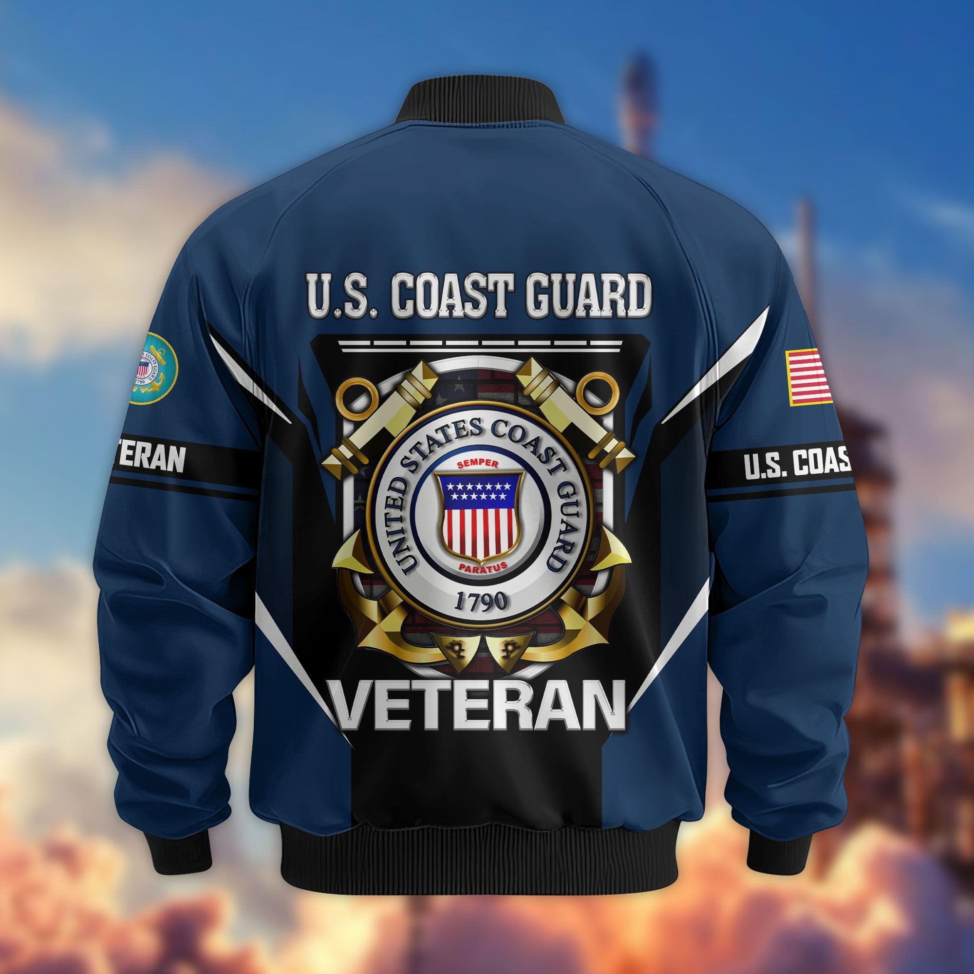 Premium US Veterans Bomber Jacket, Gifts For US Veterans, Gifts On Father's Day, Veterans Day.