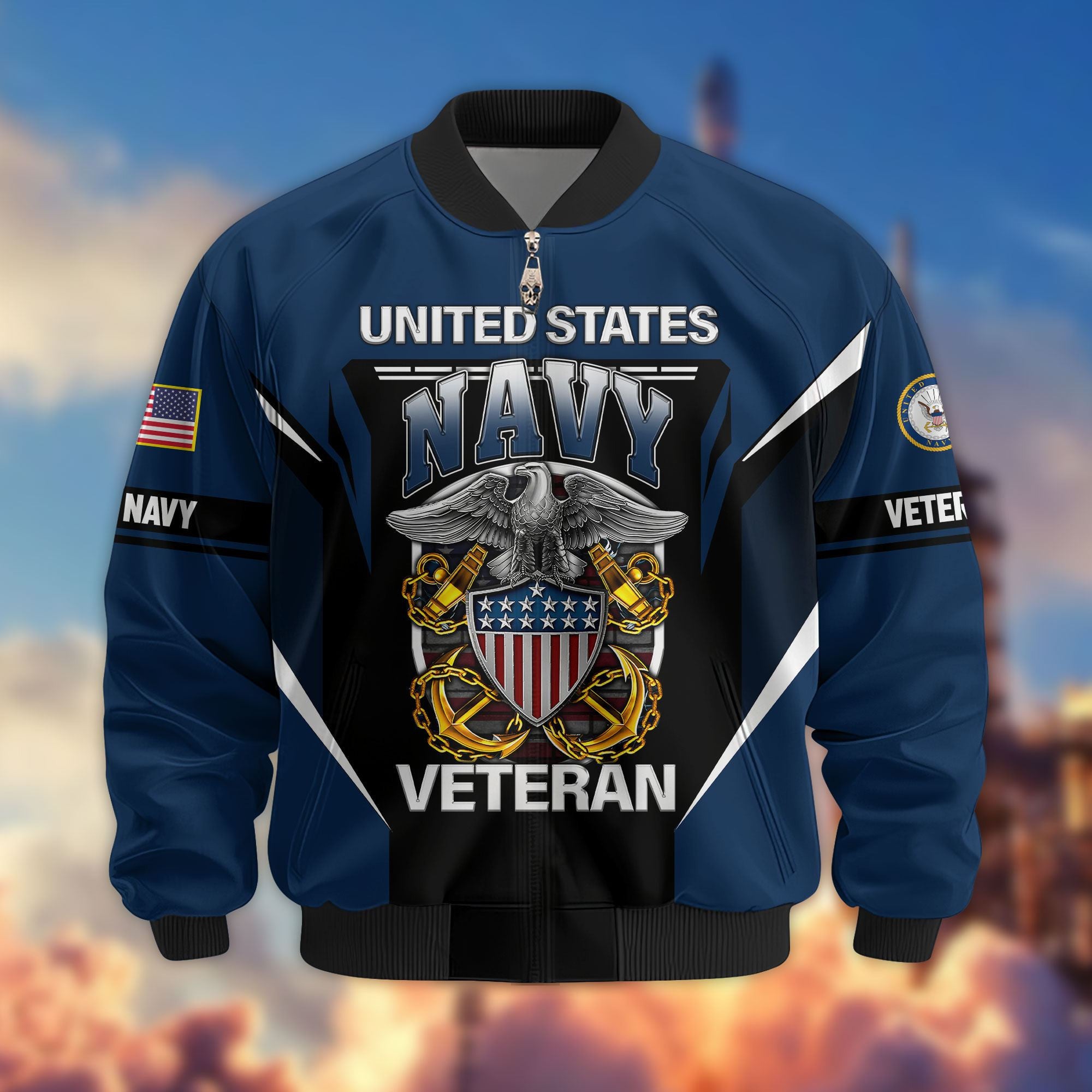 Premium US Veterans Bomber Jacket, Gifts For US Veterans, Gifts On Father's Day, Veterans Day.