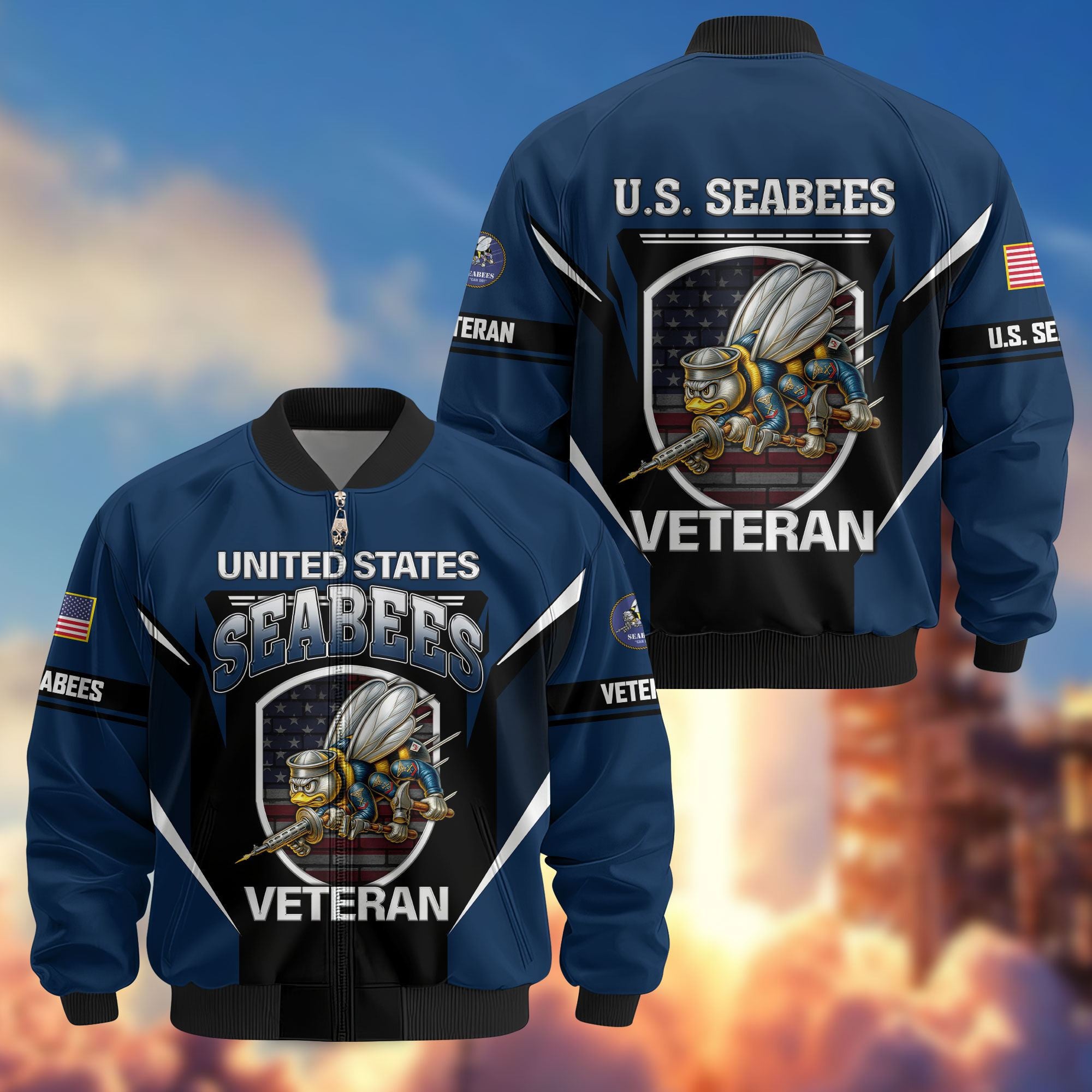 Premium US Veterans Bomber Jacket, Gifts For US Veterans, Gifts On Father's Day, Veterans Day.