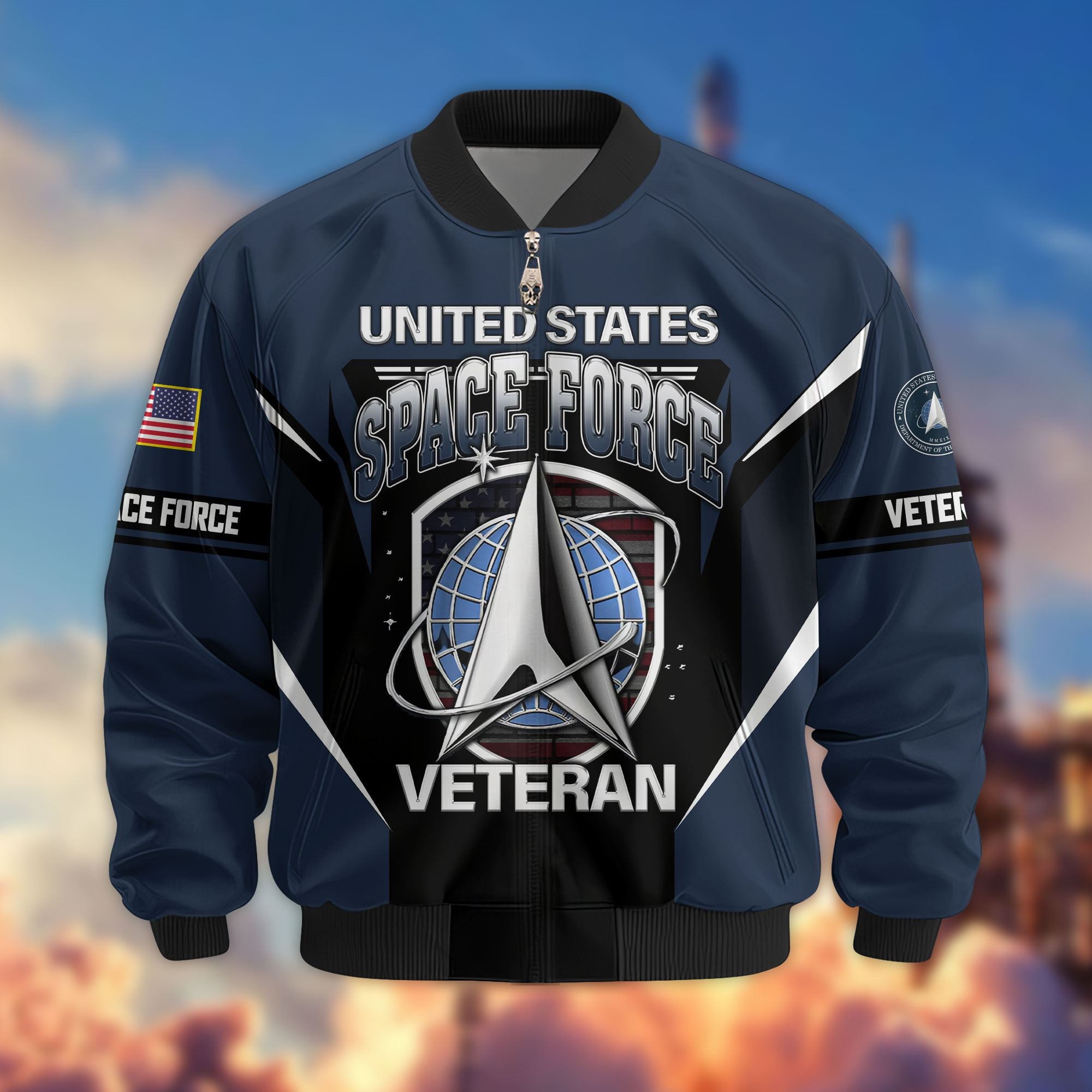Premium US Veterans Bomber Jacket, Gifts For US Veterans, Gifts On Father's Day, Veterans Day.
