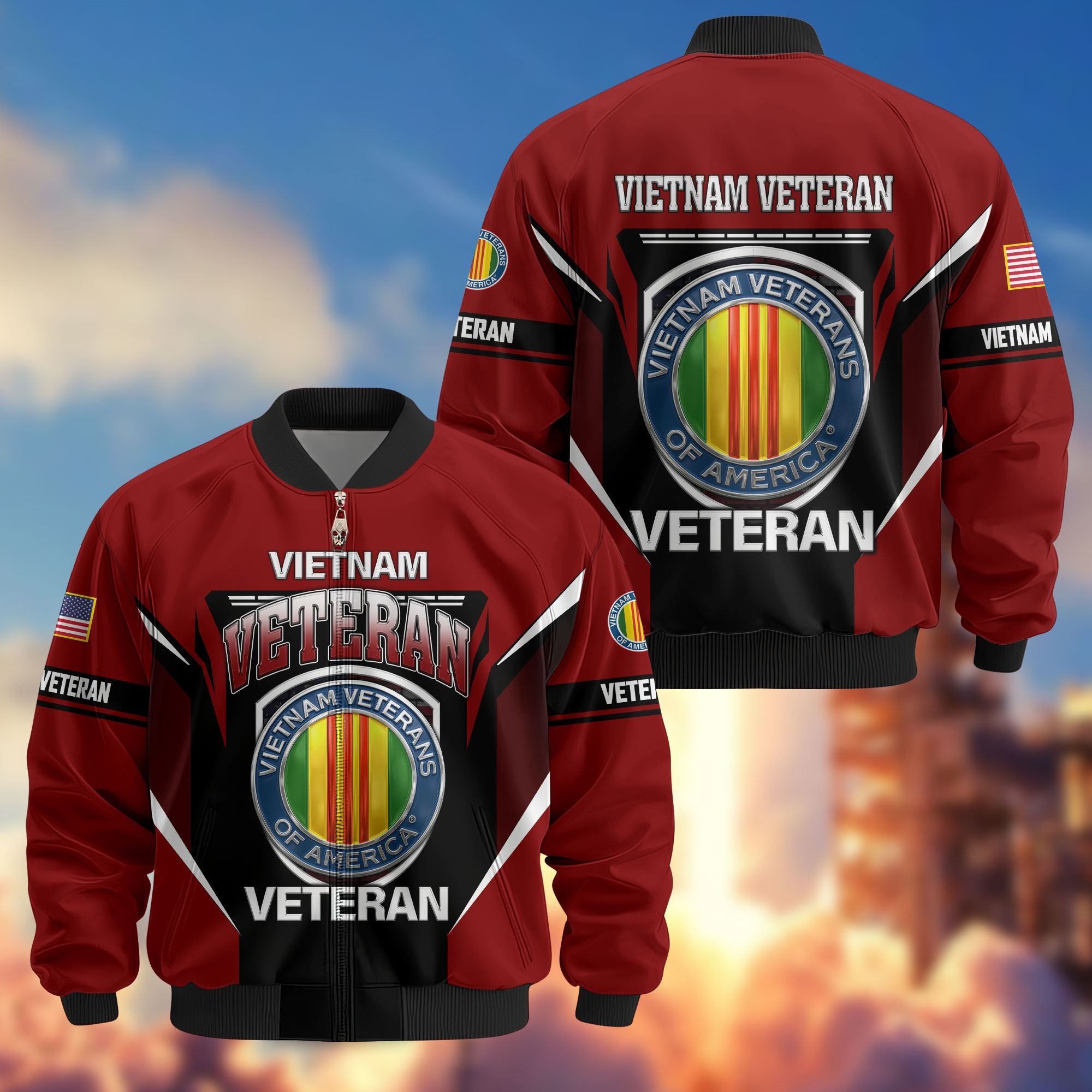 Premium US Veterans Bomber Jacket, Gifts For US Veterans, Gifts On Father's Day, Veterans Day.