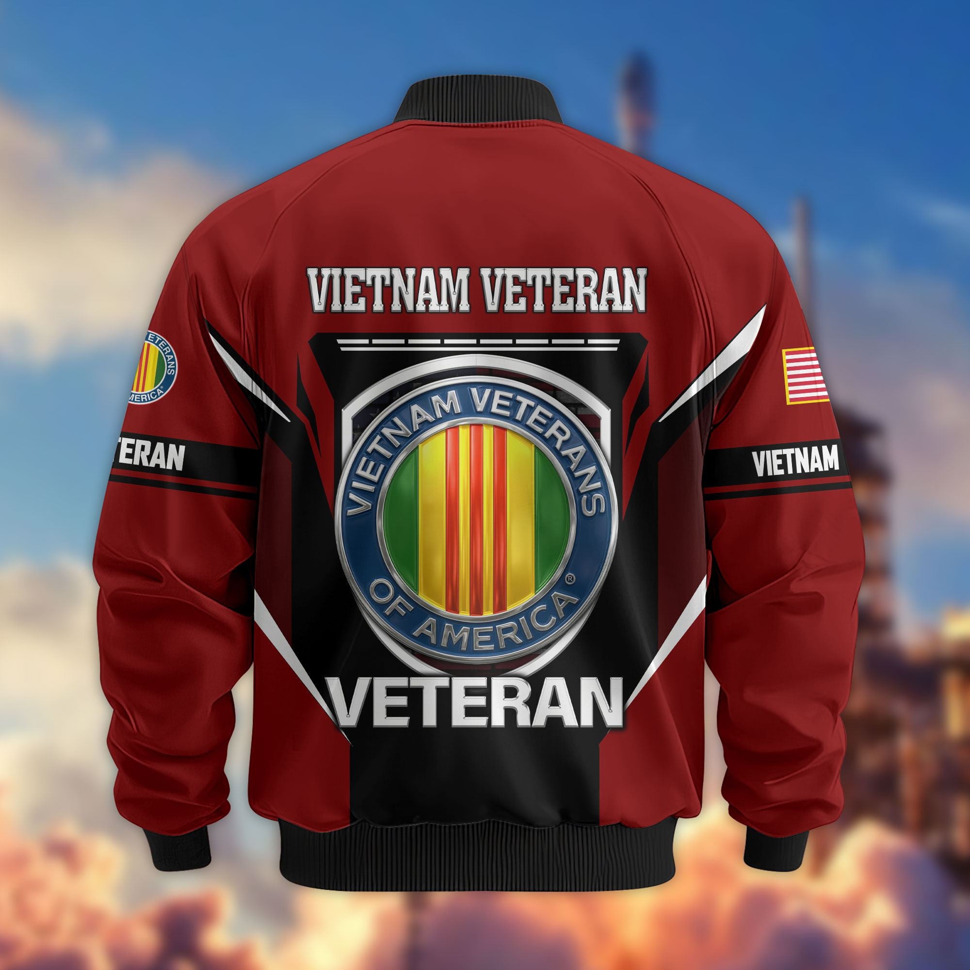 Premium US Veterans Bomber Jacket, Gifts For US Veterans, Gifts On Father's Day, Veterans Day.