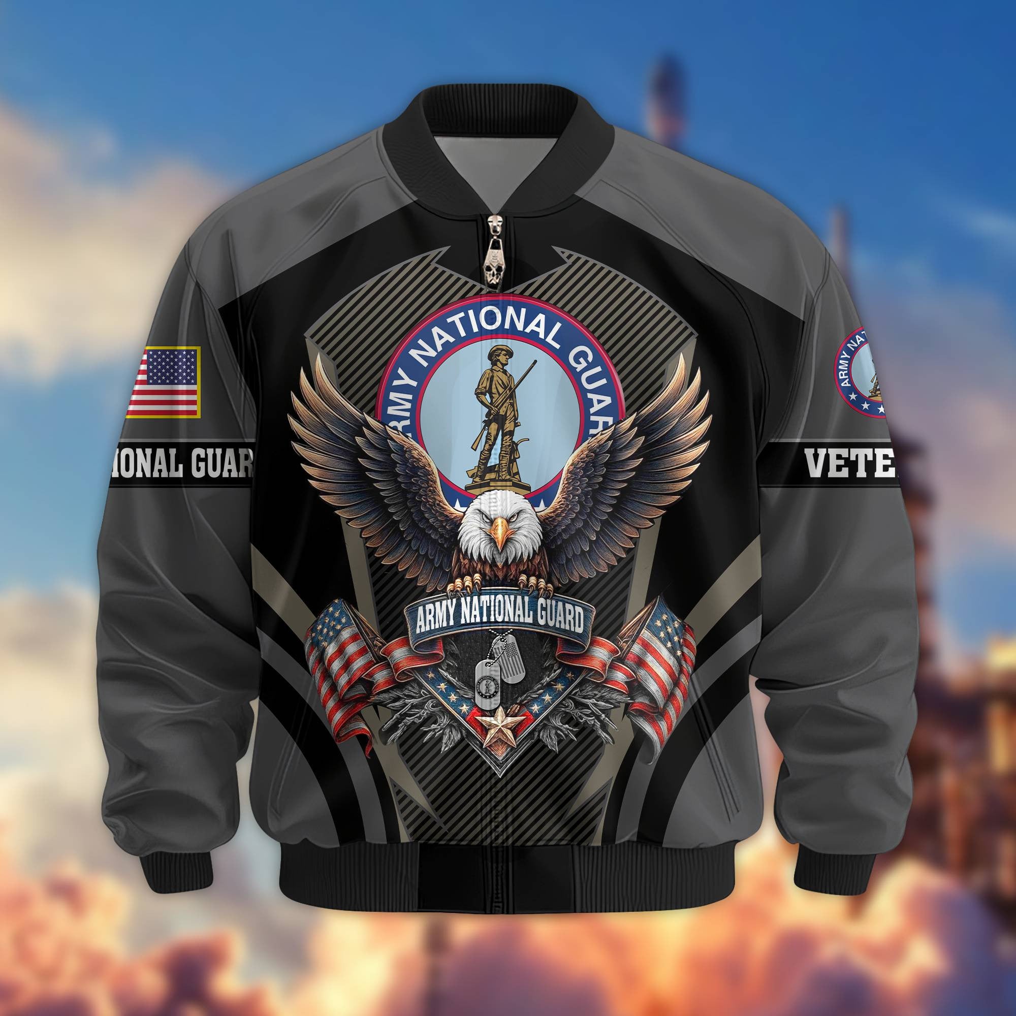 Premium US Veterans Bomber Jacket, Gifts For US Veterans, Gifts On Father's Day, Veterans Day.