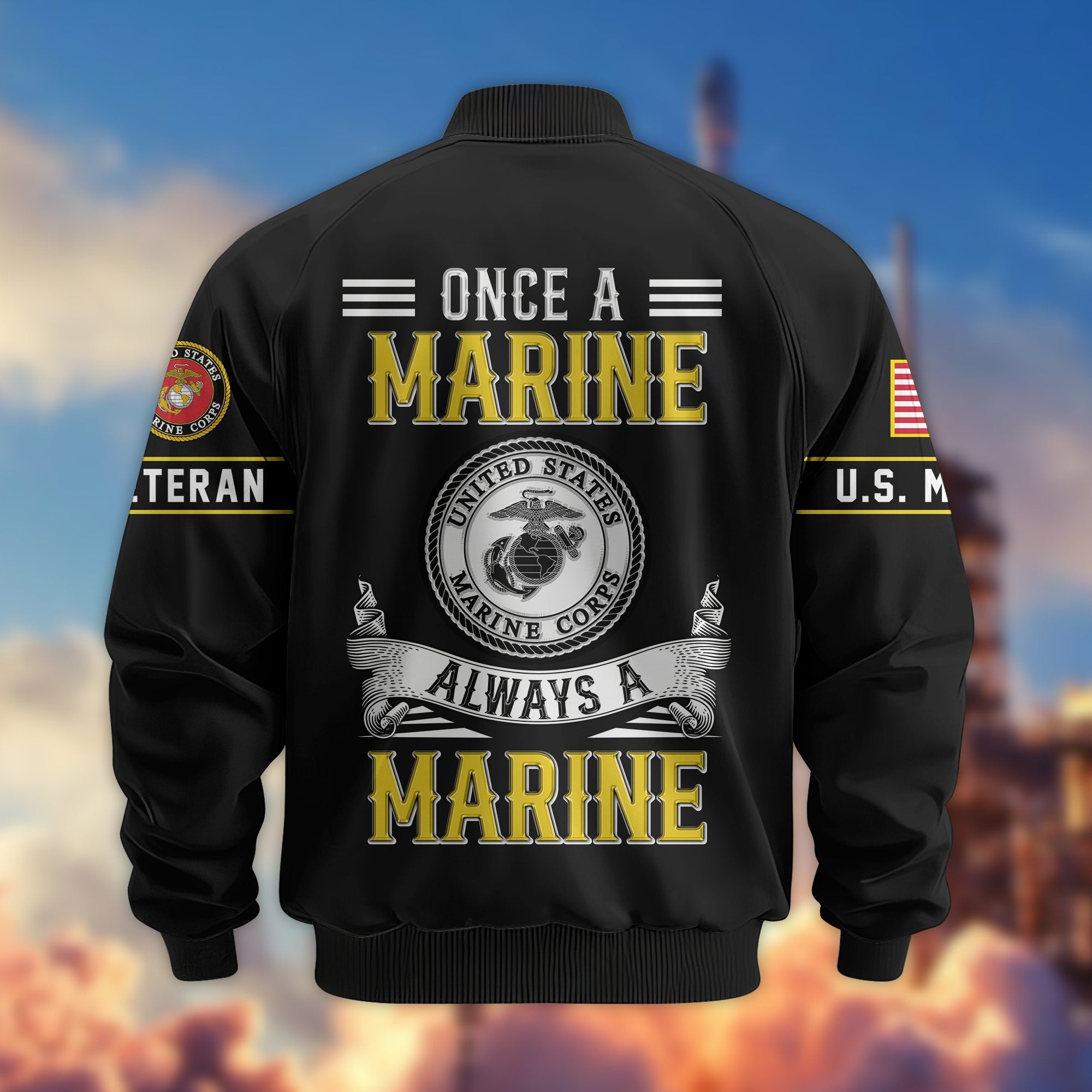 Premium US Veterans Bomber Jacket, Gifts For US Veterans, Gifts On Father's Day, Veterans Day.