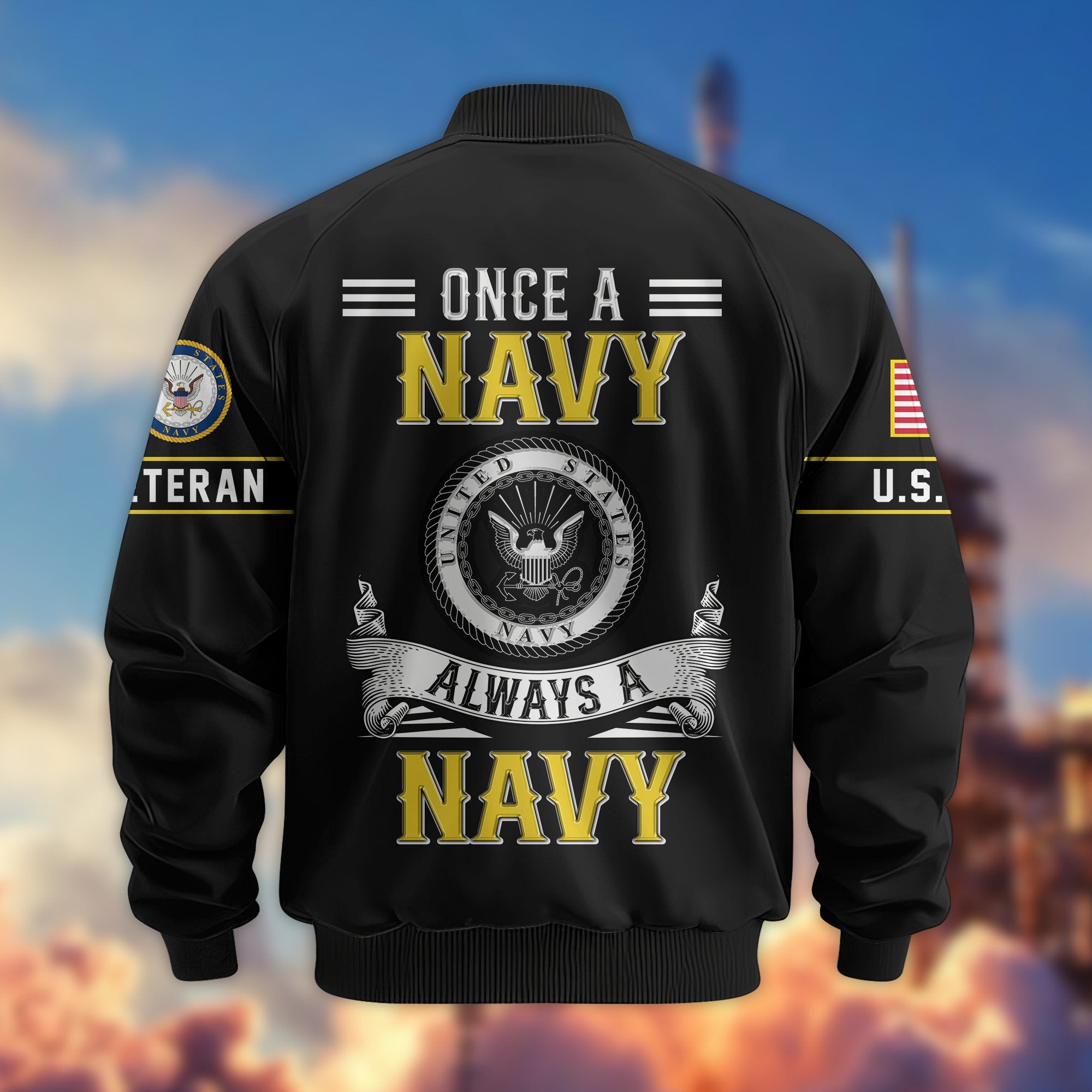 Premium US Veterans Bomber Jacket, Gifts For US Veterans, Gifts On Father's Day, Veterans Day.