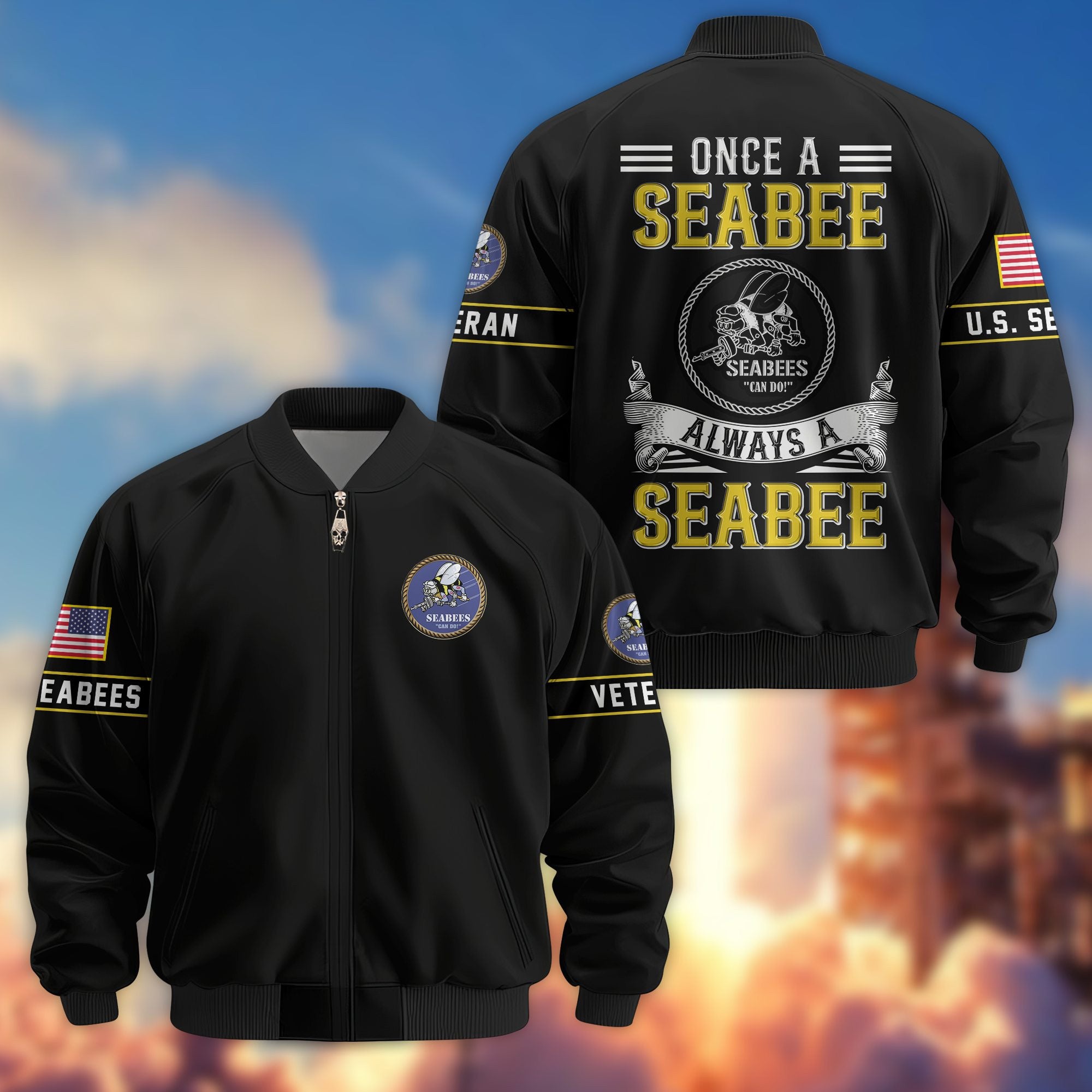 Premium US Veterans Bomber Jacket, Gifts For US Veterans, Gifts On Father's Day, Veterans Day.