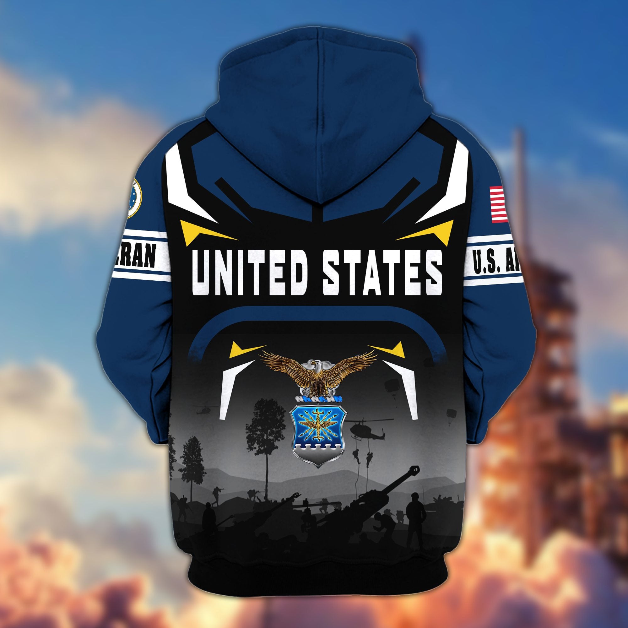 Premium US Veterans Zip Hoodie, Gifts For US Veterans, Gifts On Father's Day, Veterans Day.