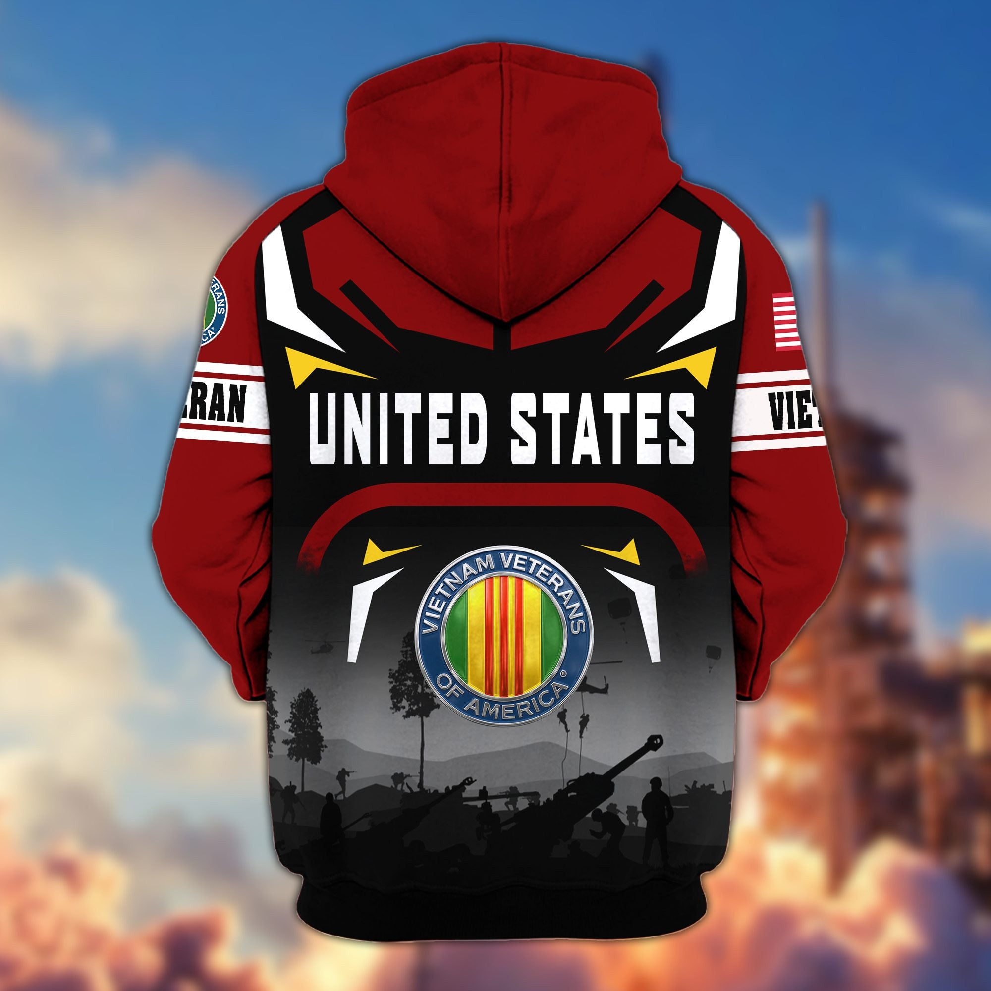 Premium US Veterans Zip Hoodie, Gifts For US Veterans, Gifts On Father's Day, Veterans Day.