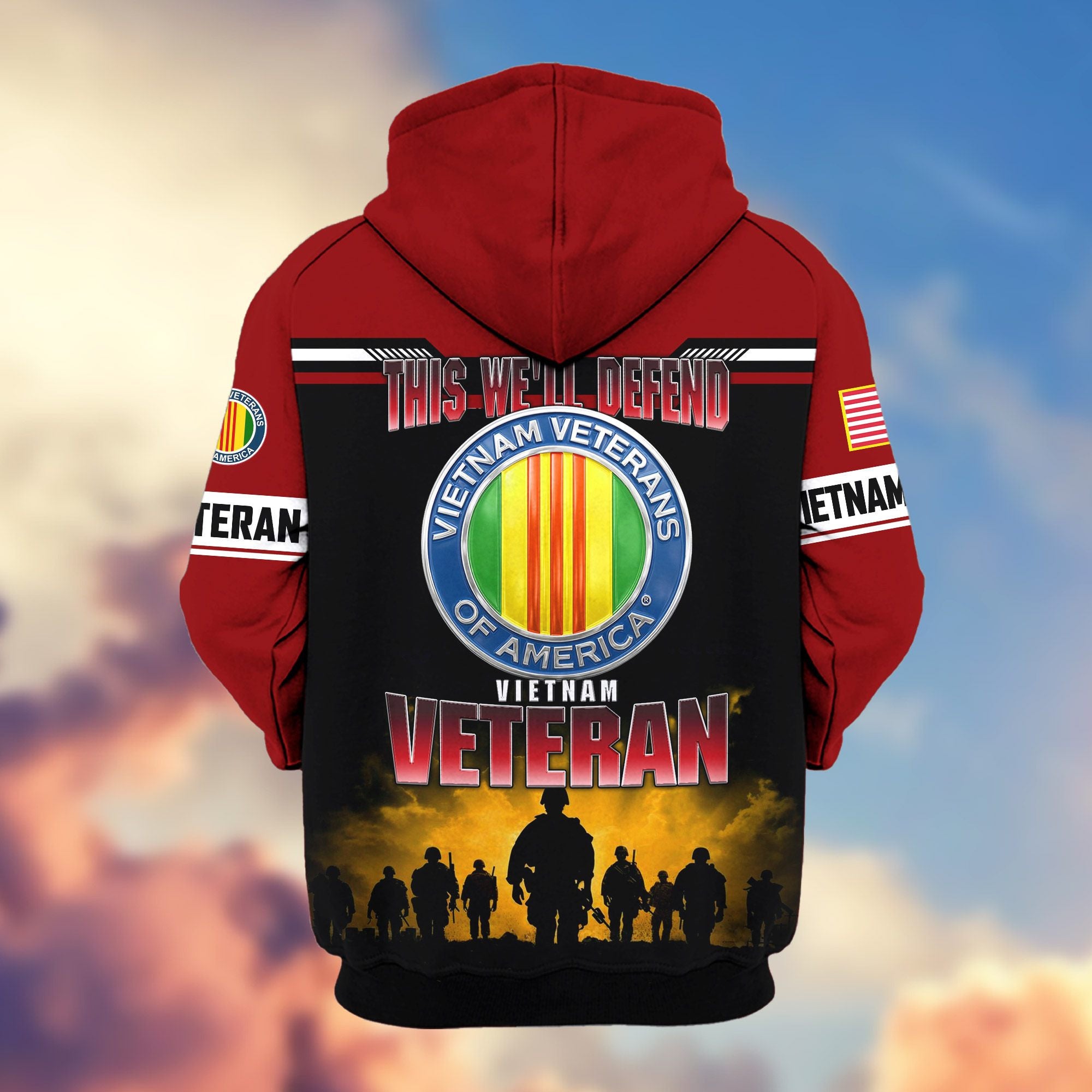 Premium US Veterans Zip Hoodie, Gifts For US Veterans, Gifts On Father's Day, Veterans Day.
